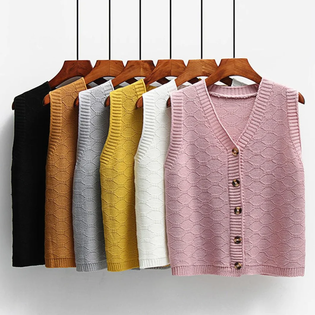 Gilet Cardigan Ample en Laine Tricoté À Col en V pour Femme