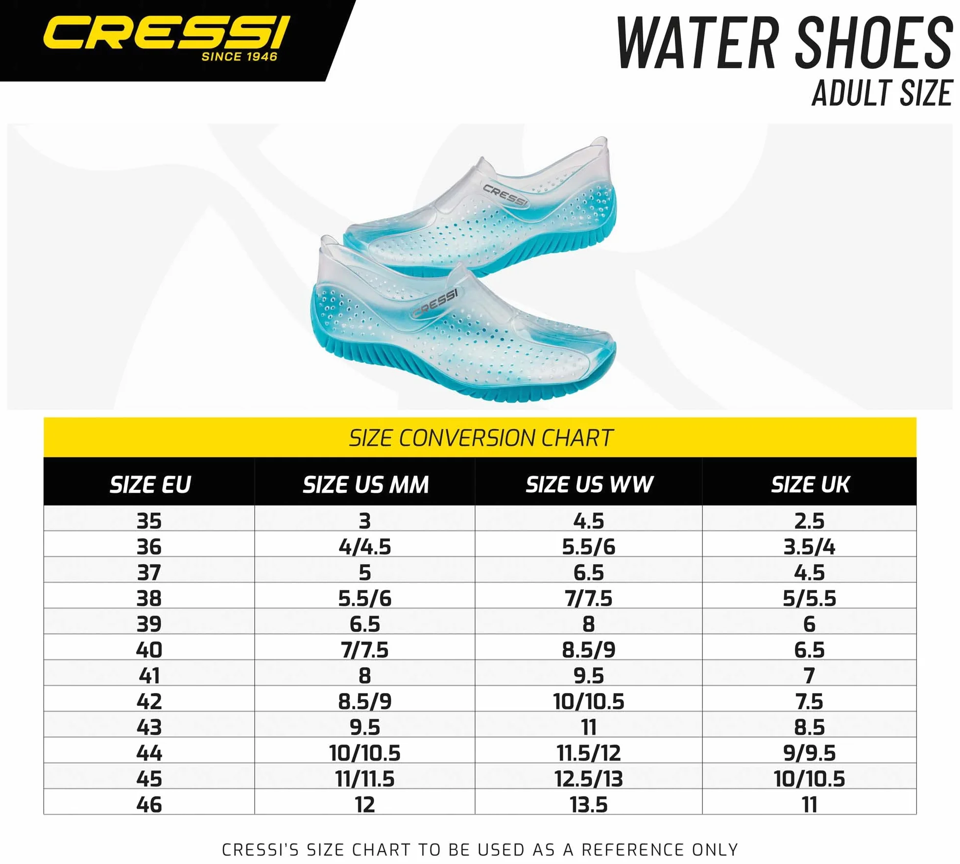CRESSI Chaussures Aquatiques antidérapantes légères pour Homme Femme mer Piscine
