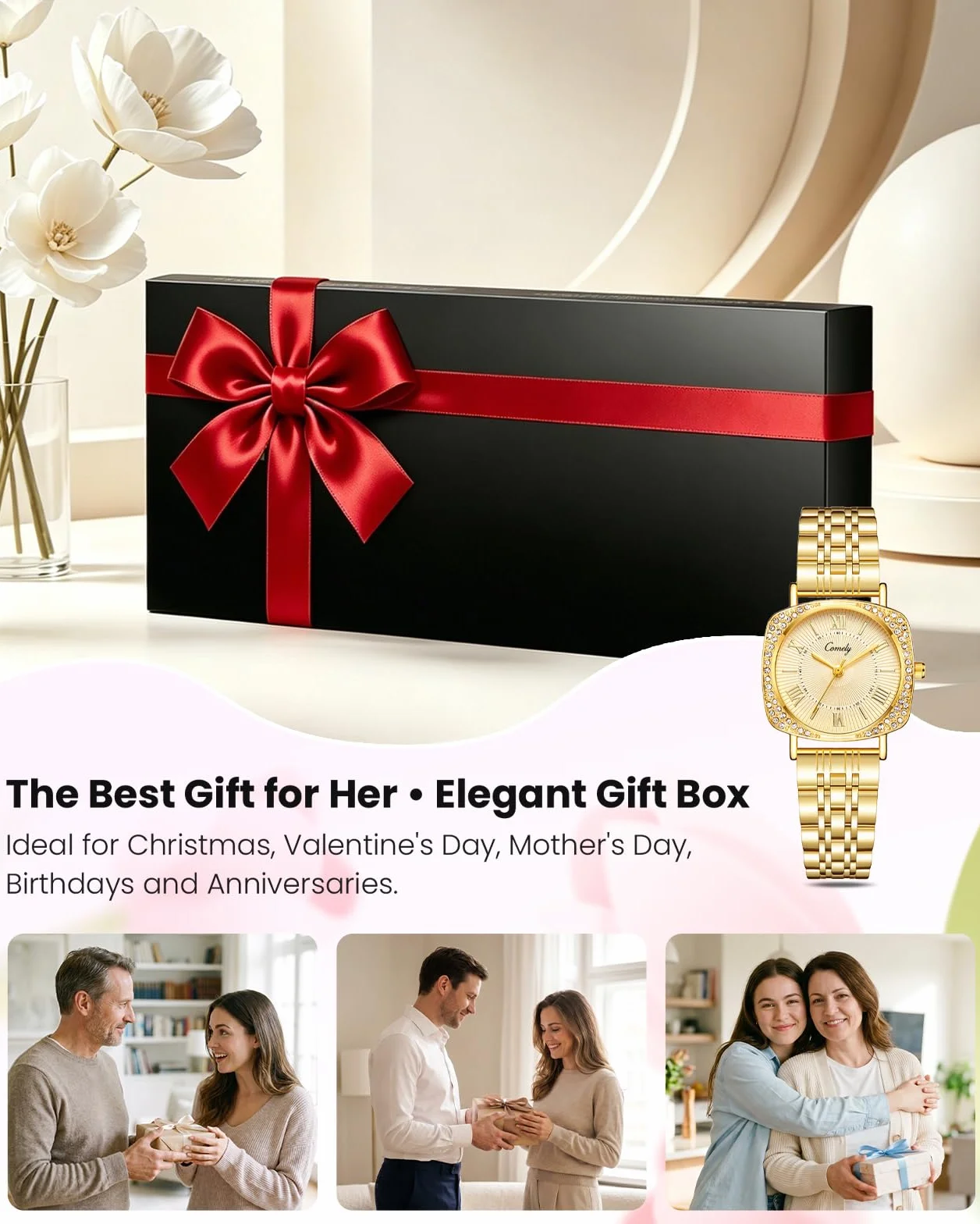 CIVO Montre Femme Doré Argent Étanche Bracelet Acier Inoxydable Analogique Lumineux Calendrier Cadeau Dames