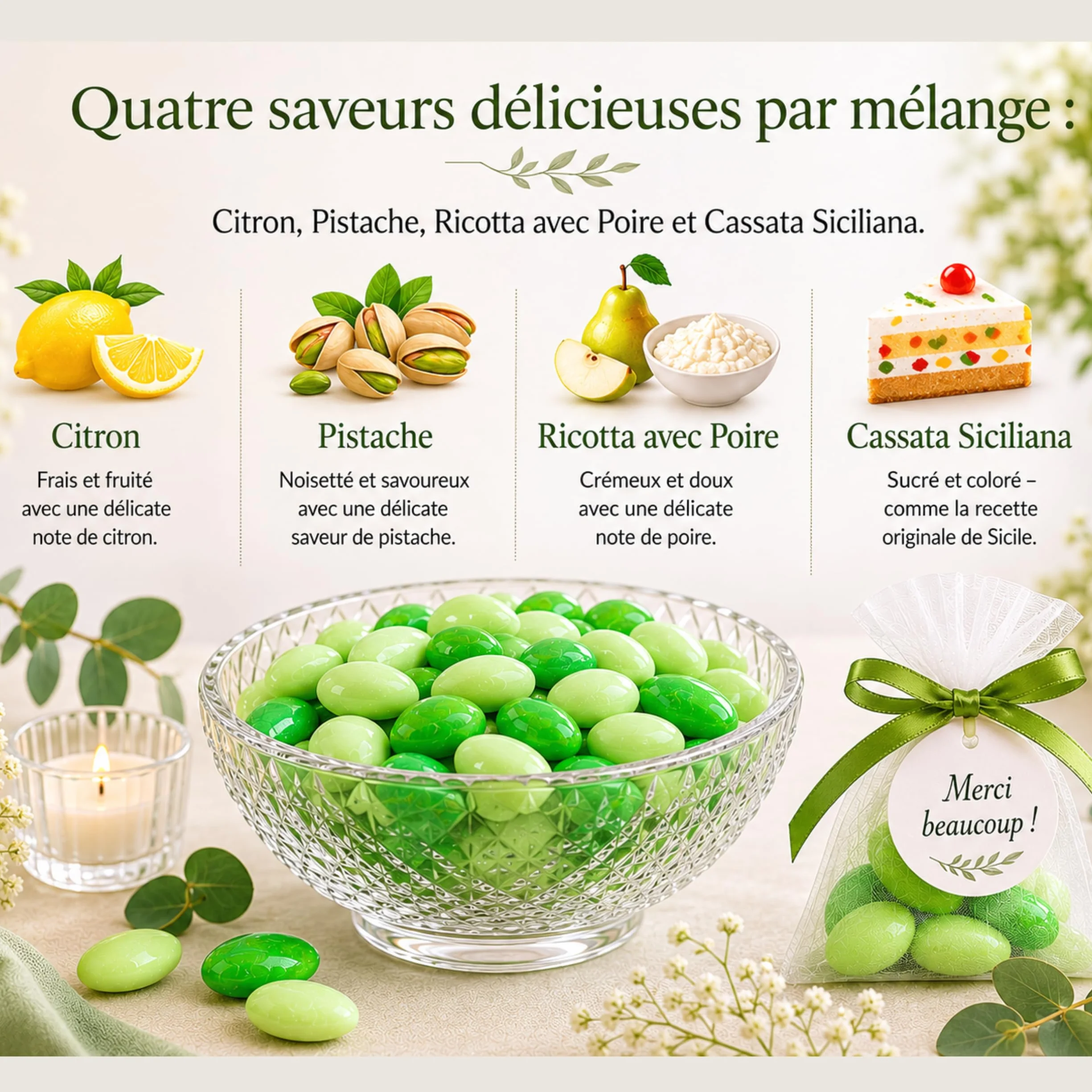 EinsSein 1kg Dragees amandes au chocolat Mélange de saveurs Mix vert brillant | ca. 160 pièce Dragées Mariage Baptême Communion Célébrer Fête Candybar | cadeaux d’invités | Amandes | Badem sekeri