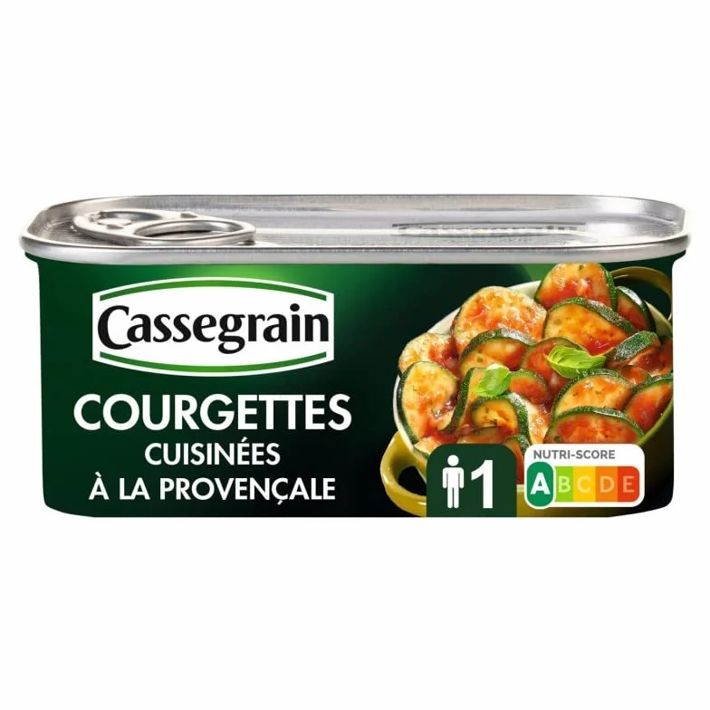 COURGETTES CUISINÉES À LA PROVENÇALE 185G, CASSEGRAIN, LOT DE 4