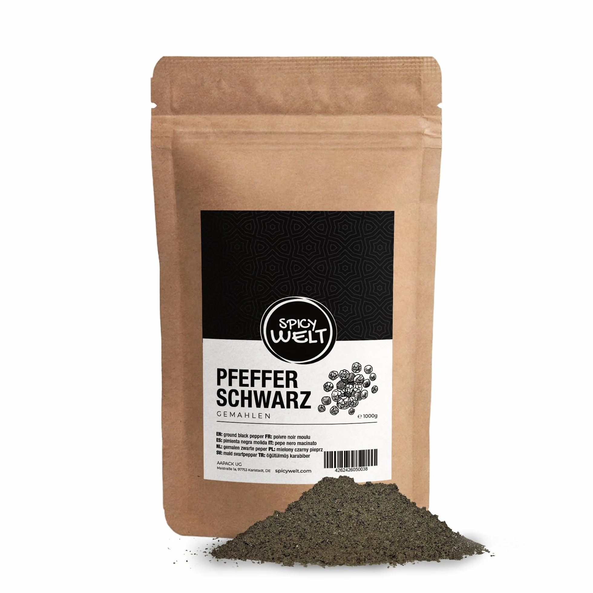 Spicy Welt Poivre Noir Moulu (1kg) – Poivre en Poudre Puissant | Idéal Steaks, Sauces & Plats Mijotés | Saveur Corsée | 100% Naturel, Sans Additifs