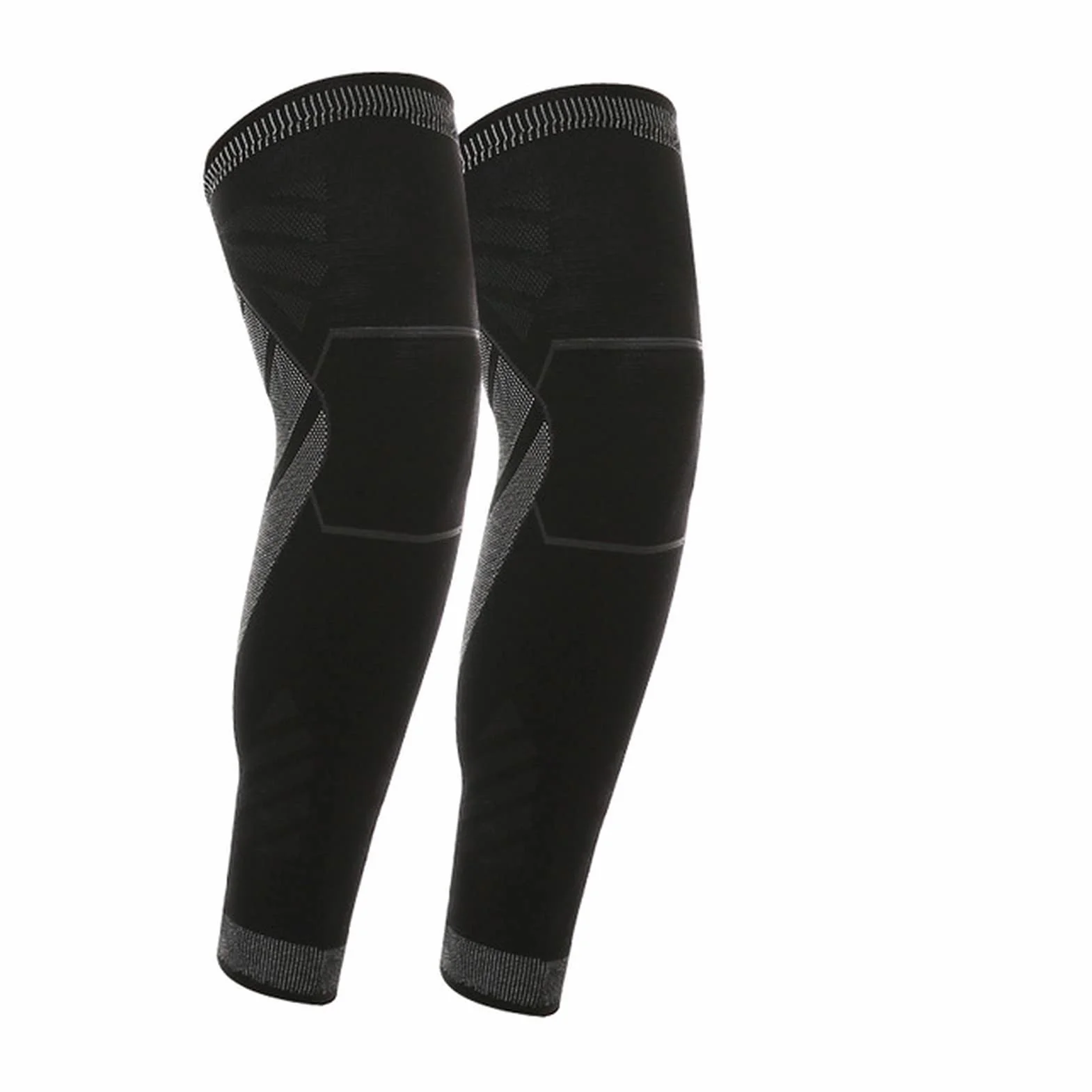 Jambières Compression Sport Plein Genou pour Basketball Running Cyclisme Femme Noir