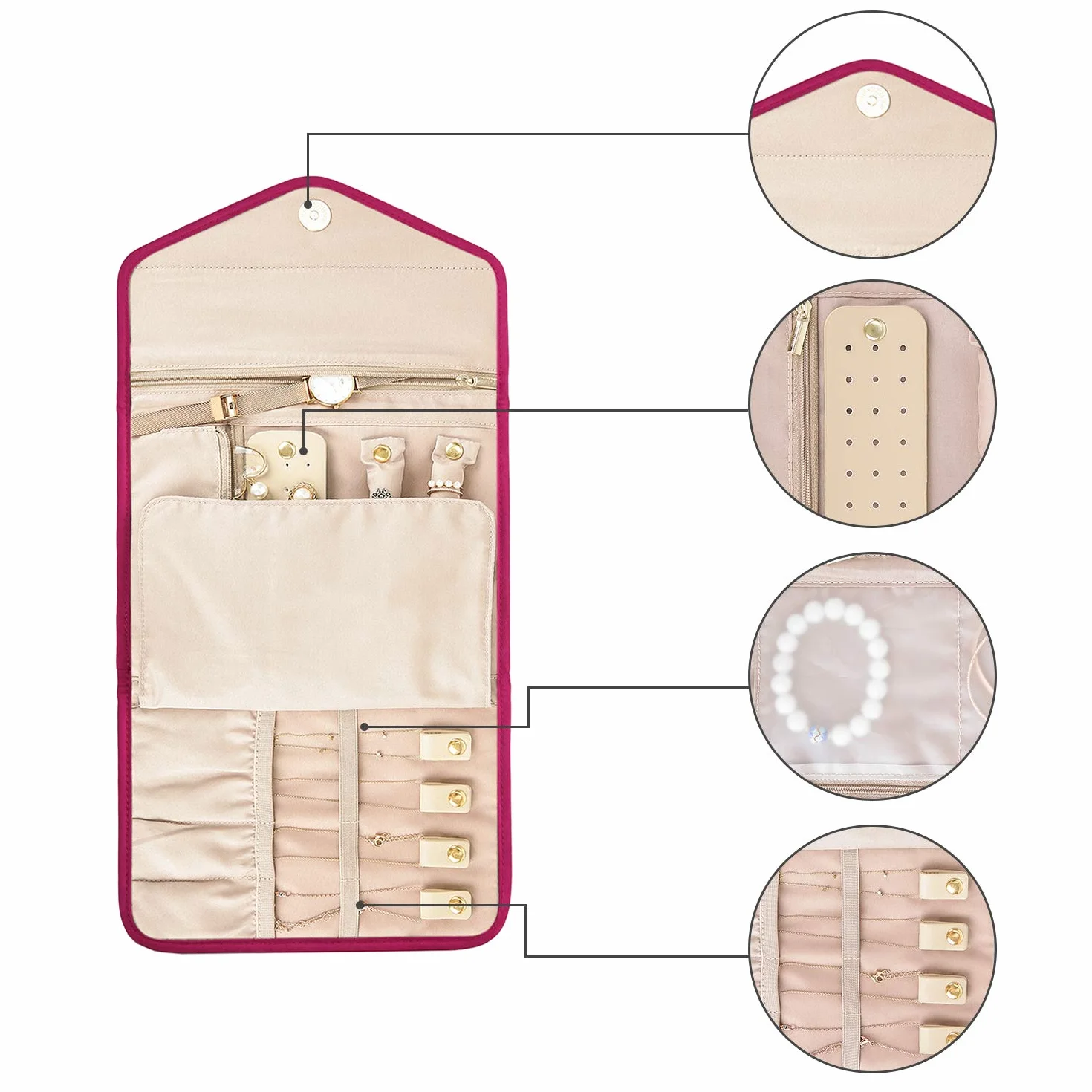 Bagsmart Trousse à Bijoux Voyage Sacoche Rangement Organisateur Rose