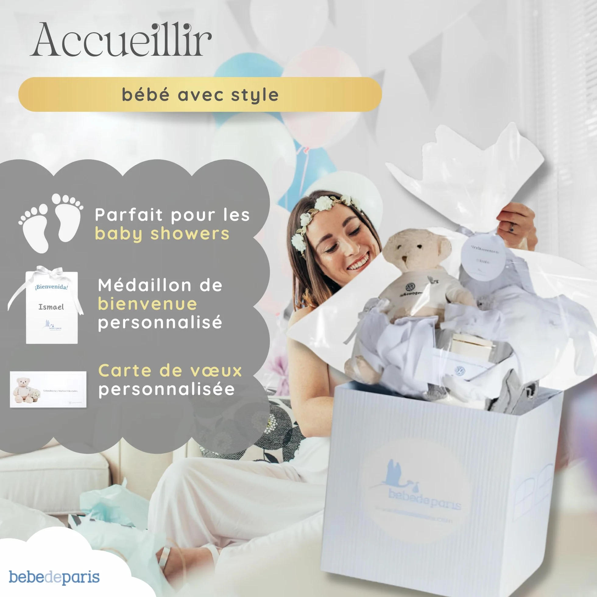 Canastilla Peignoir brodé nouveau-né 6-18 mois Body Trousse toilette mousseline ours peluche