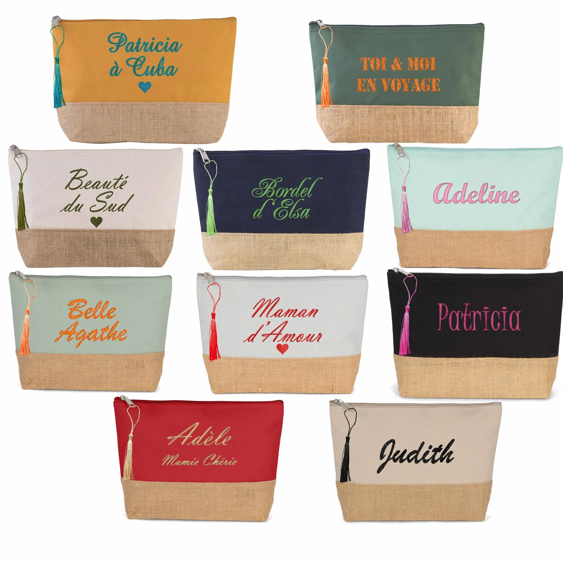 Trousse de Toilette personnalisée Coton Jute 10 Coloris 18x27x5cm