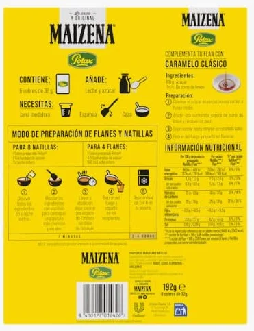 Maizena Préparation en Poudre pour Flans et Natillas, Sans Gluten, 192g (24 Flans, 48 Natillas)-2 boîtes