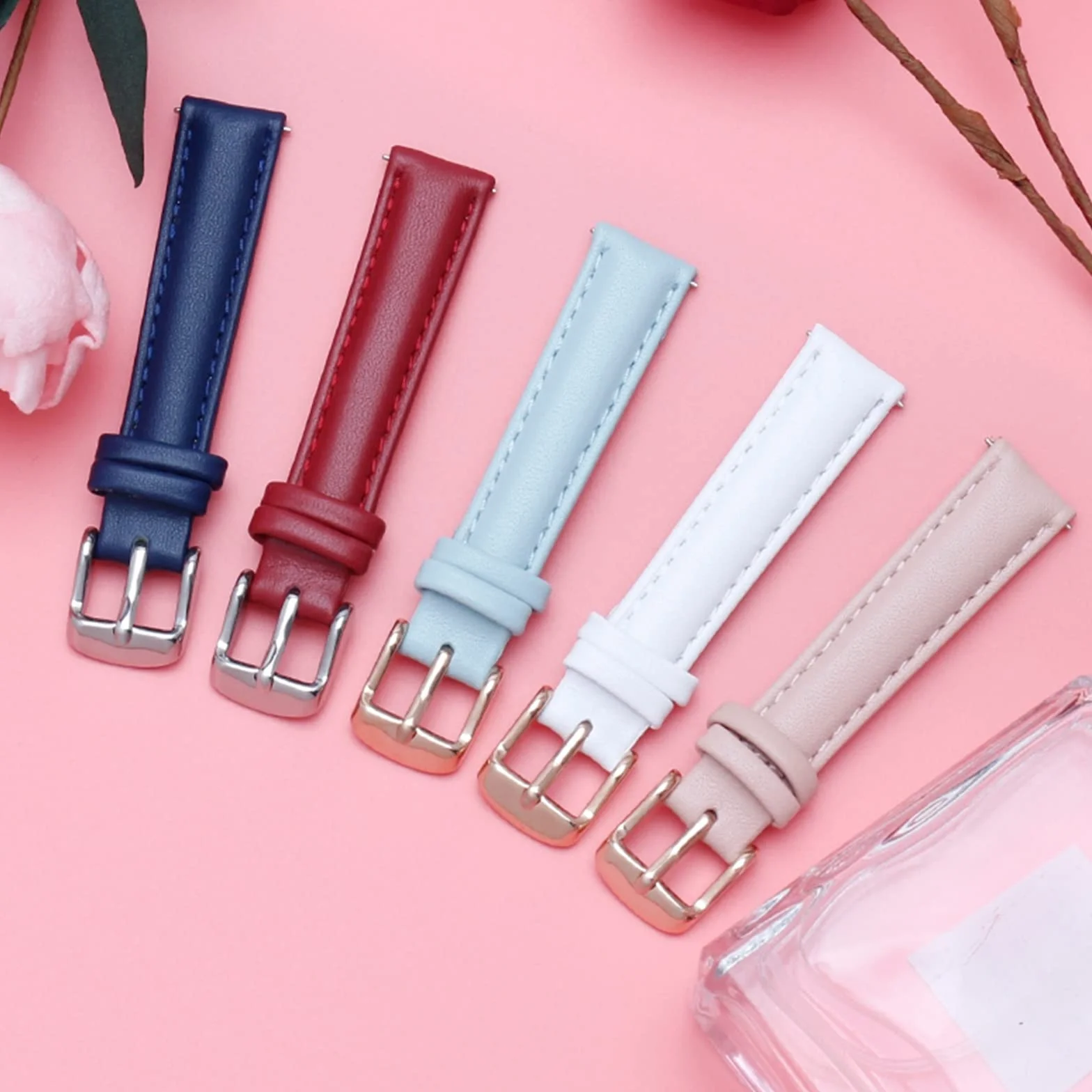 Bracelet de montre en cuir véritable 12mm-20mm pour femme remplacement