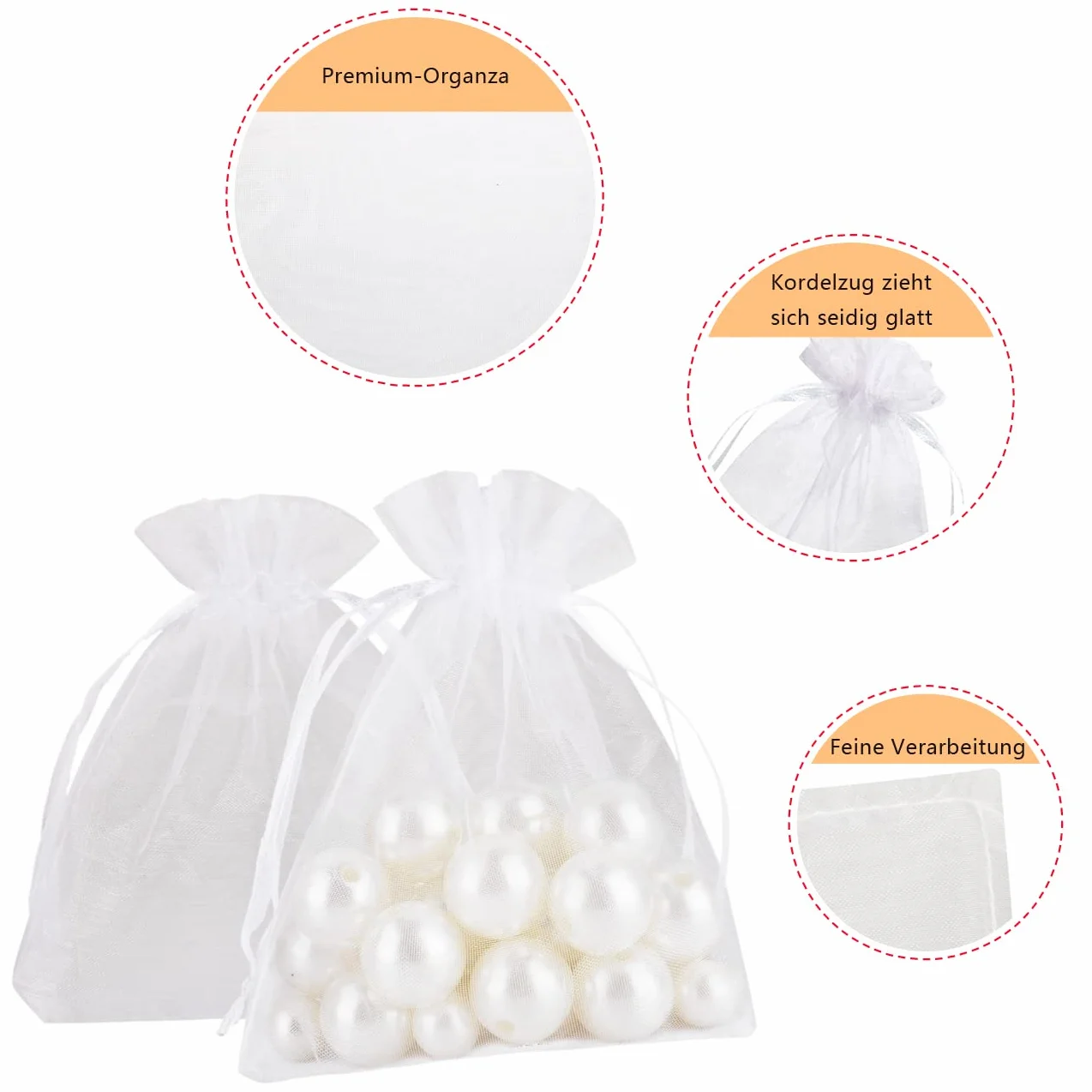 Sachets Organza 17x23cm Blanc 100 Pièces Pochette Cadeau pour Bijoux Mariage