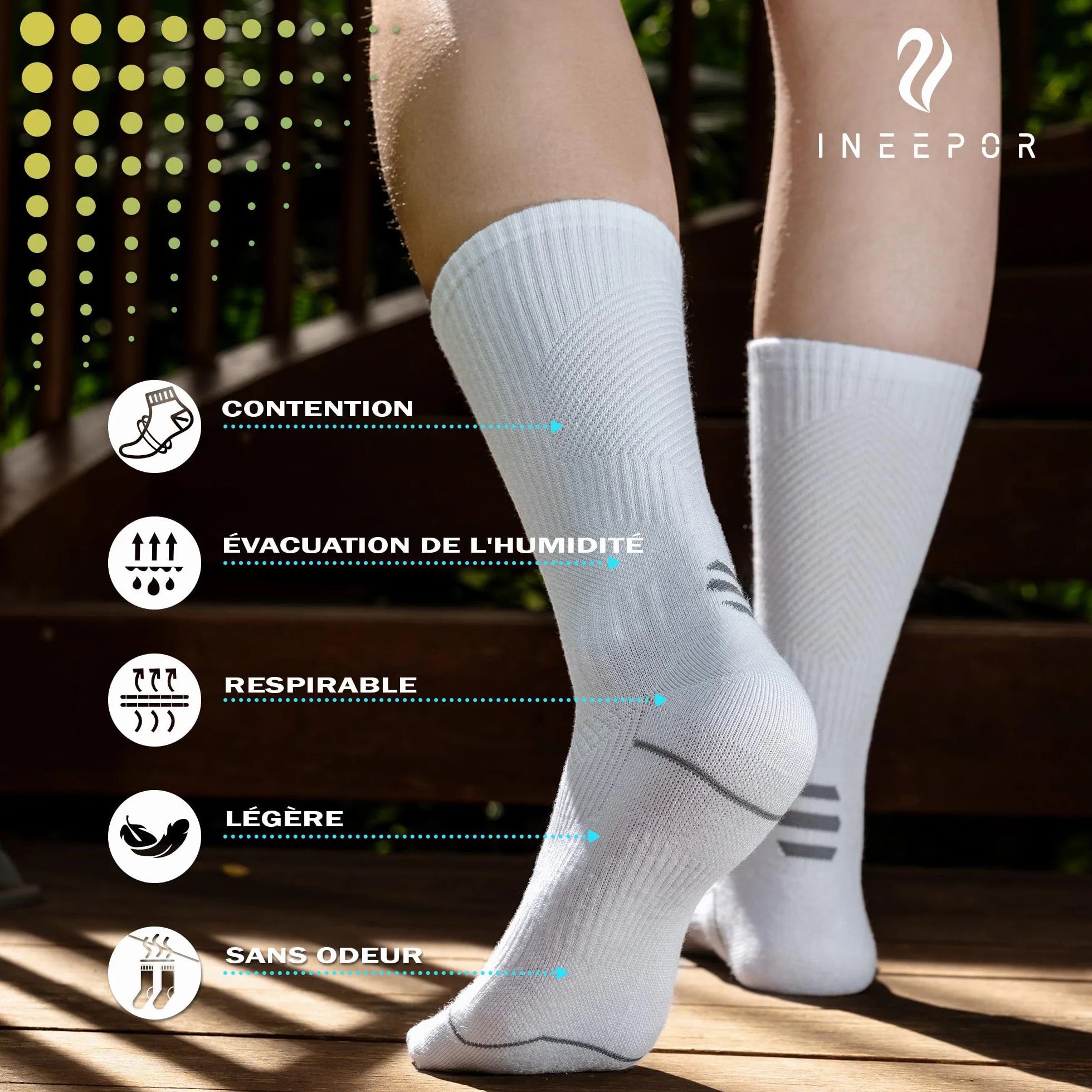 Bambou Chaussettes de Contention Hommes Femmes – Légères, Sans Couture, Anti-Odeur – Course, Randonnée, Vélo