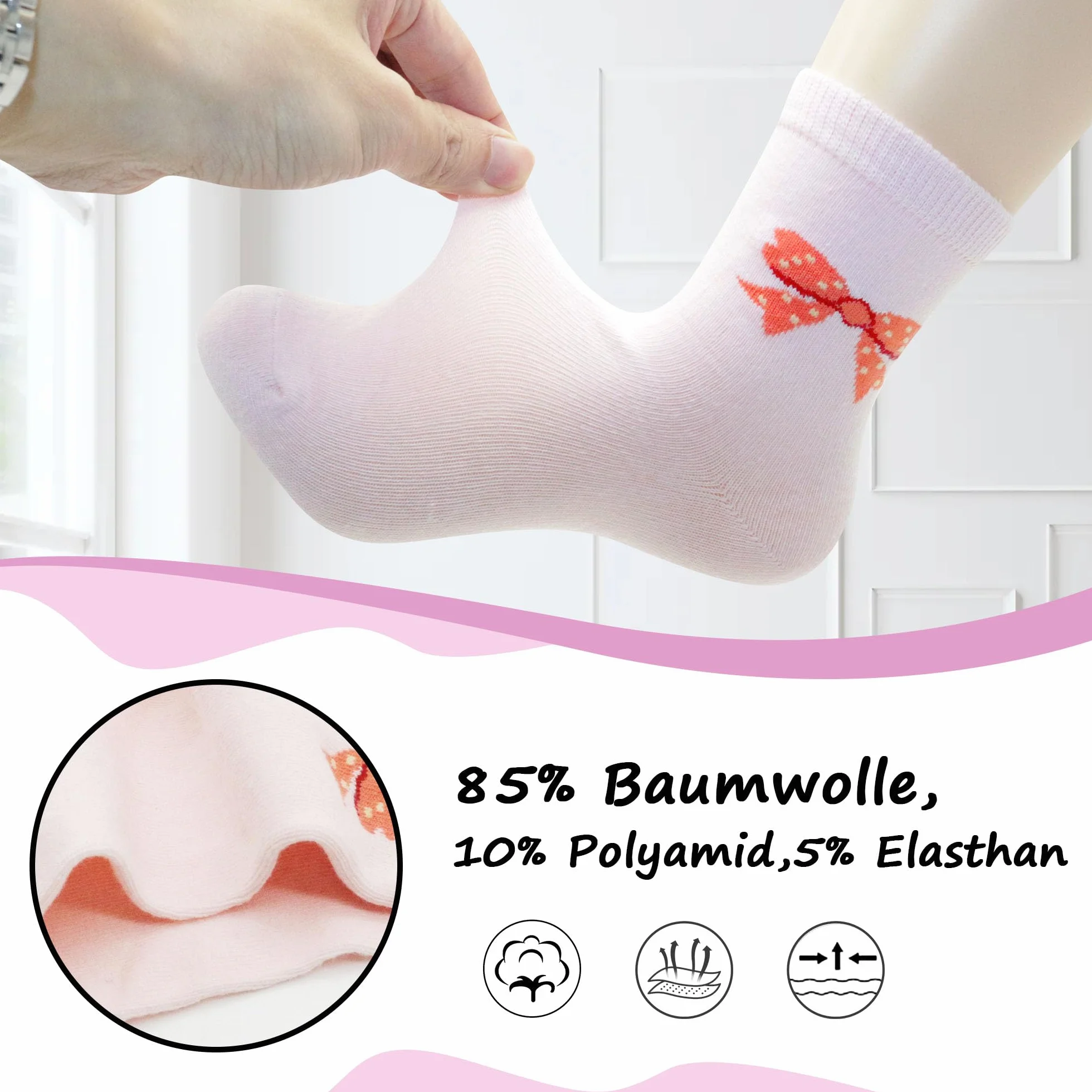 Chaussettes Enfants Filles Garçons en Coton Douces Cheville Coloré Sport