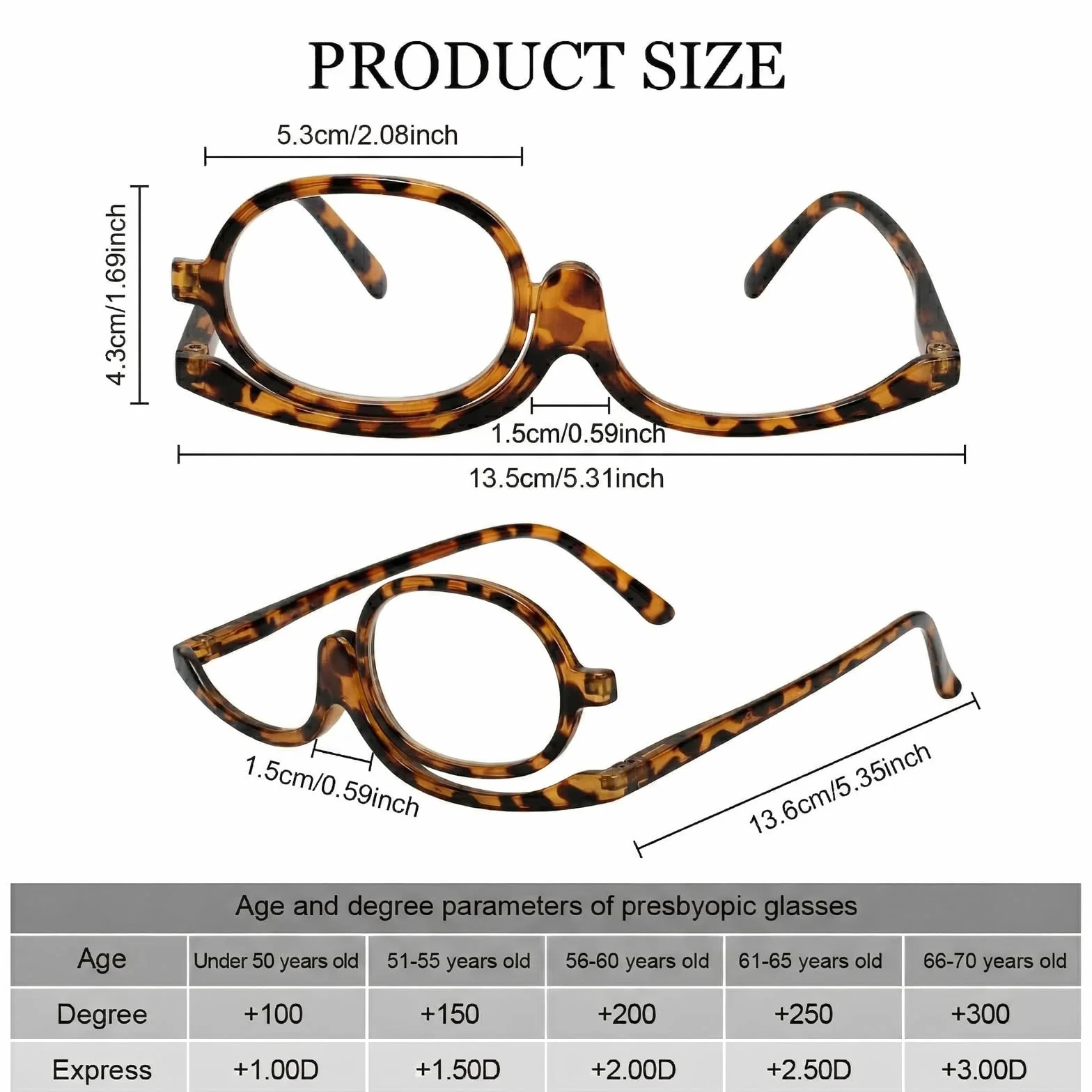 Lunettes de Maquillage à Lentille Unique Rotative pour Femmes