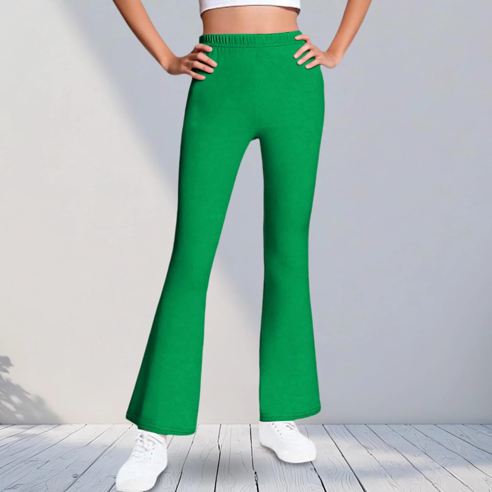Legging évasé enfant fille doublé polaire thermique extensible taille haute danse yoga pantalon décontracté