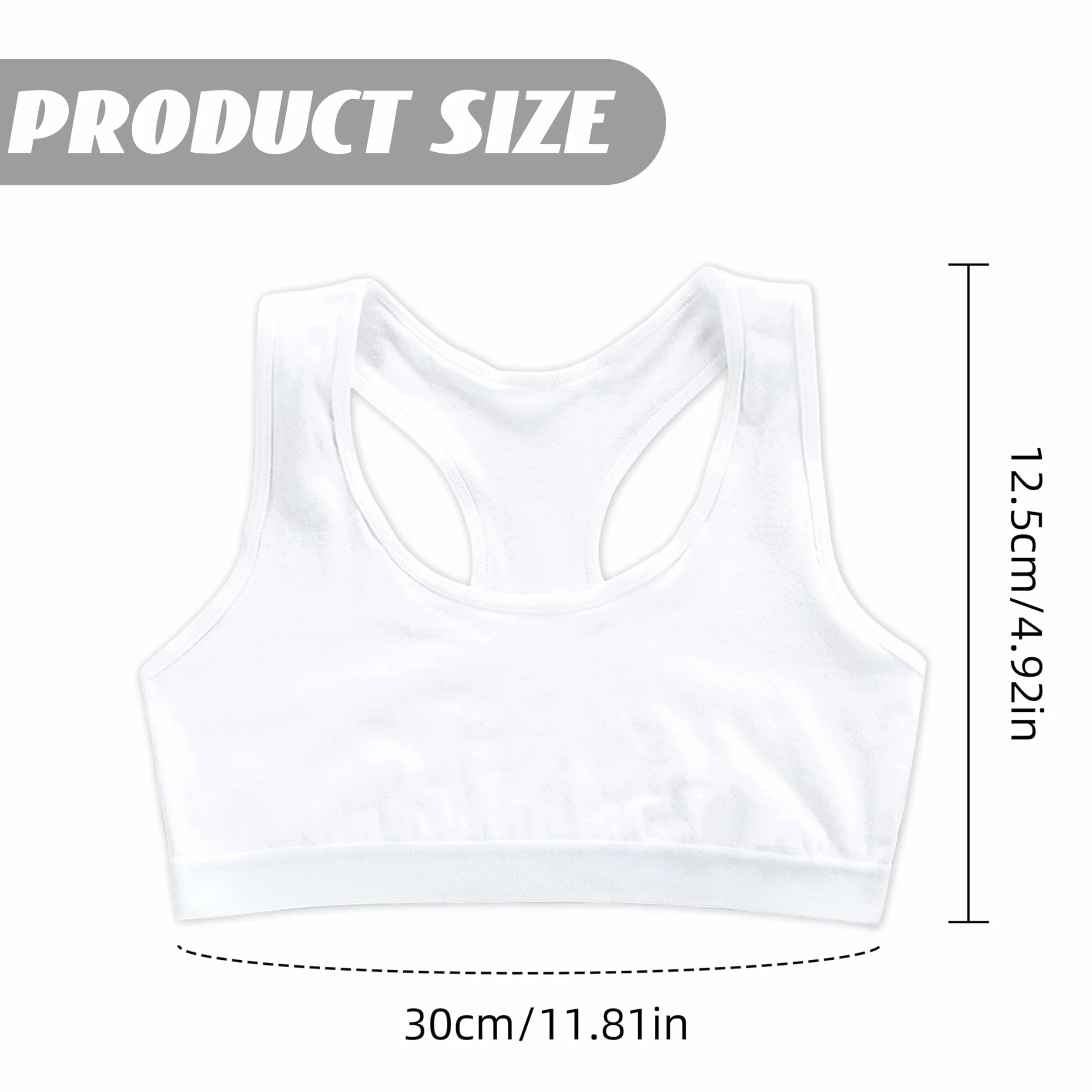 Lot de 4 Brassières Sport Fille Bralette Coton-Spandex sans Armature Crop Tops 8-14 Ans