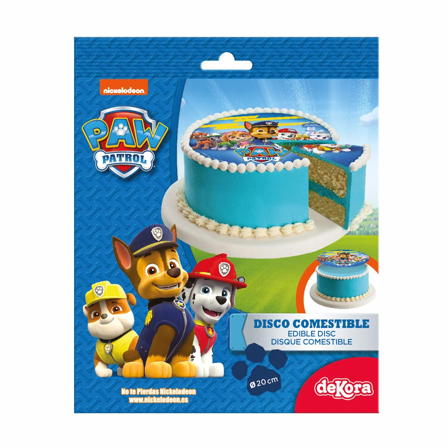 Dekora - Decoration Gateau Anniversaire Feuille Azyme Pat Patrouille - 20 cm Diametre