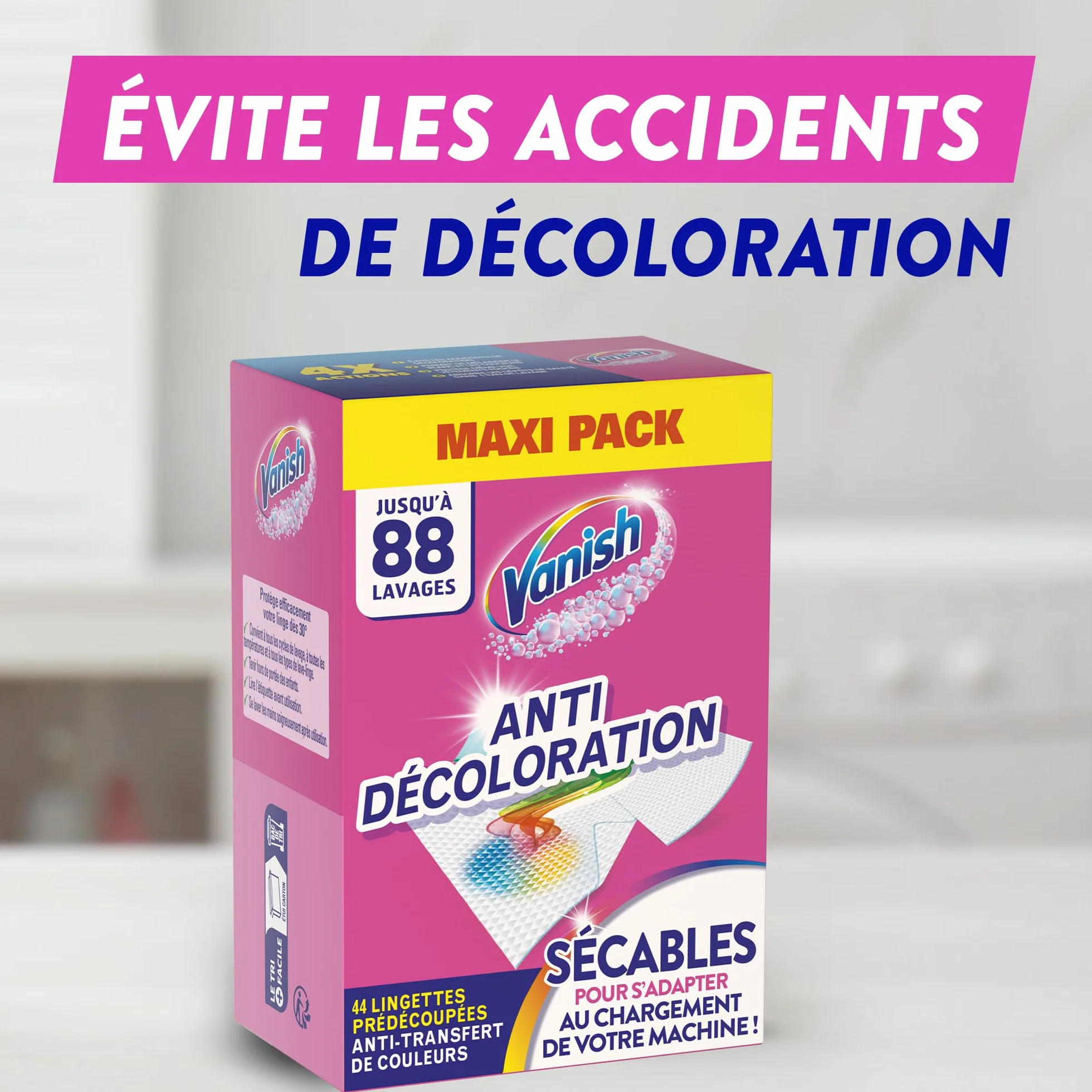 Vanish Lingettes Anti Decoloration - 132 Lingettes Sécables - Lot de 3x44