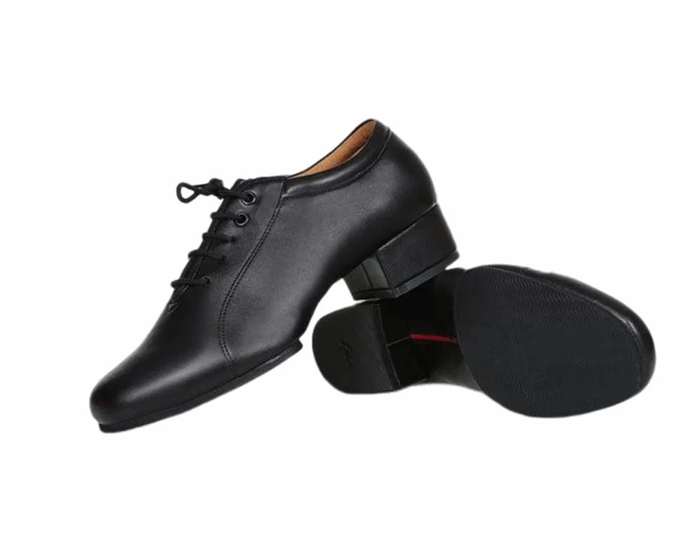 Chaussures de Danse Homme Latine Cuir Bout Arrondi 3cm/4.5cm Talon à Lacet Salsa