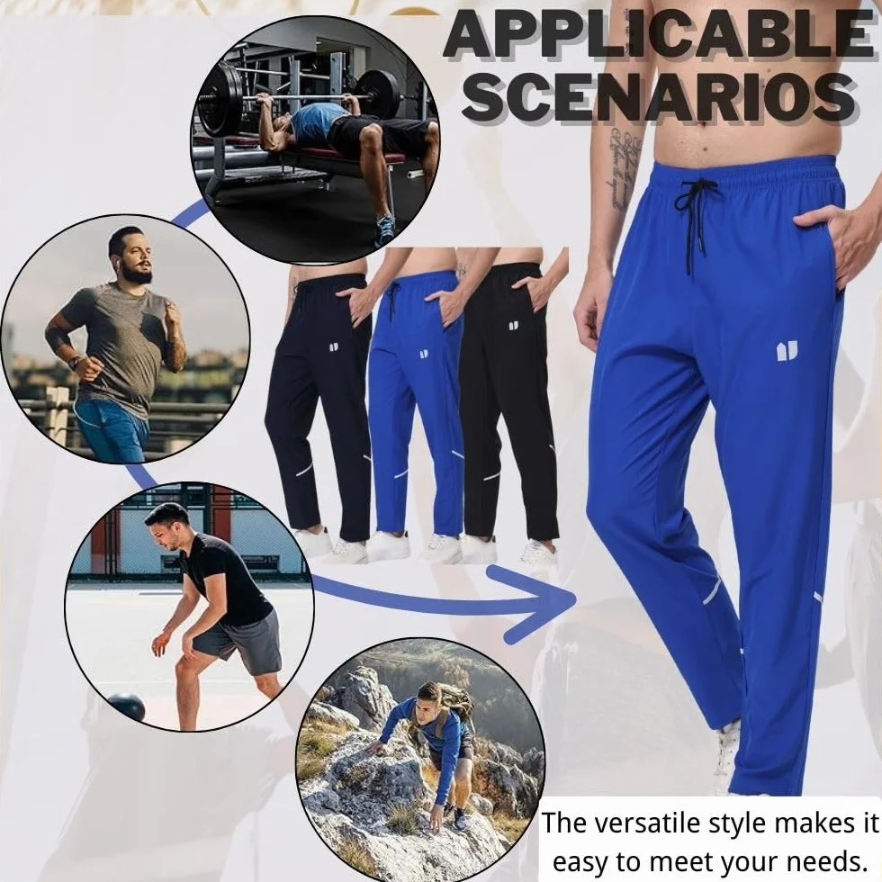 Lot de 3 Pantalons de survêtement athlétiques pour Homme, Poches élastiques à Fermeture éclair