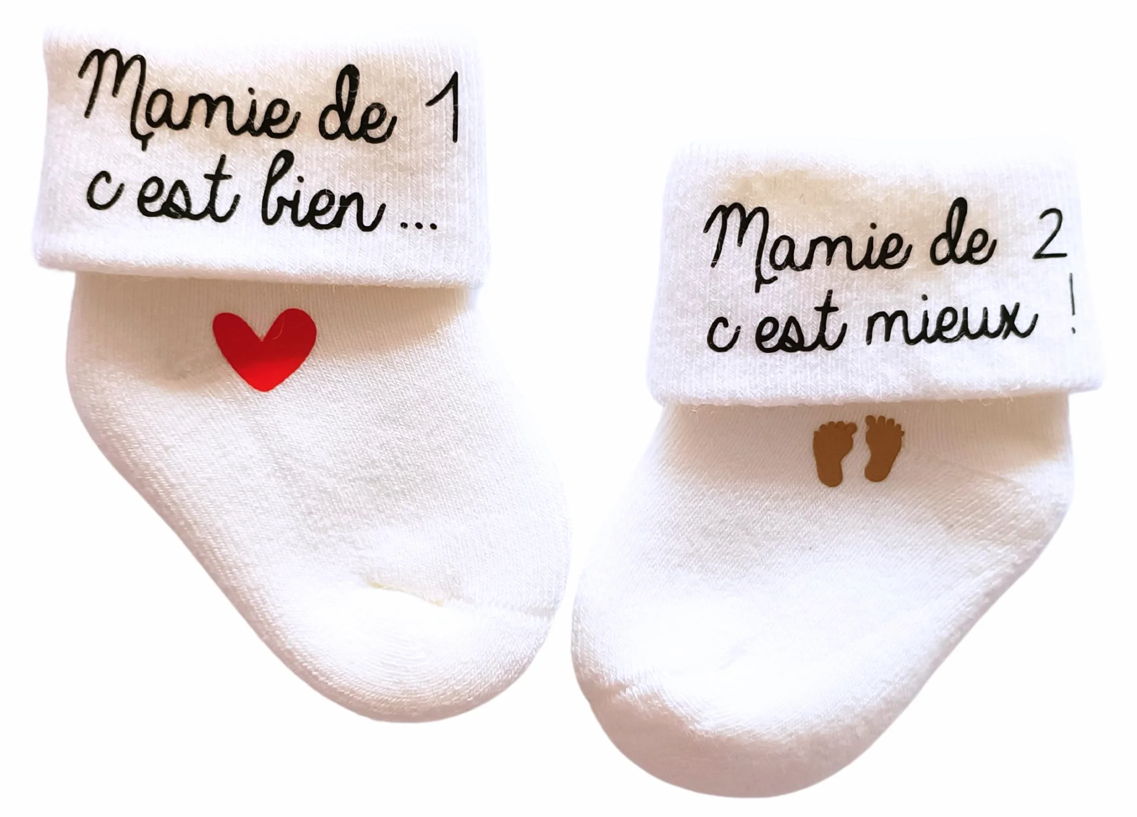 Chaussettes personnalisables annonce grossesse famille mamie papi tonton tata papa deuxième enfant