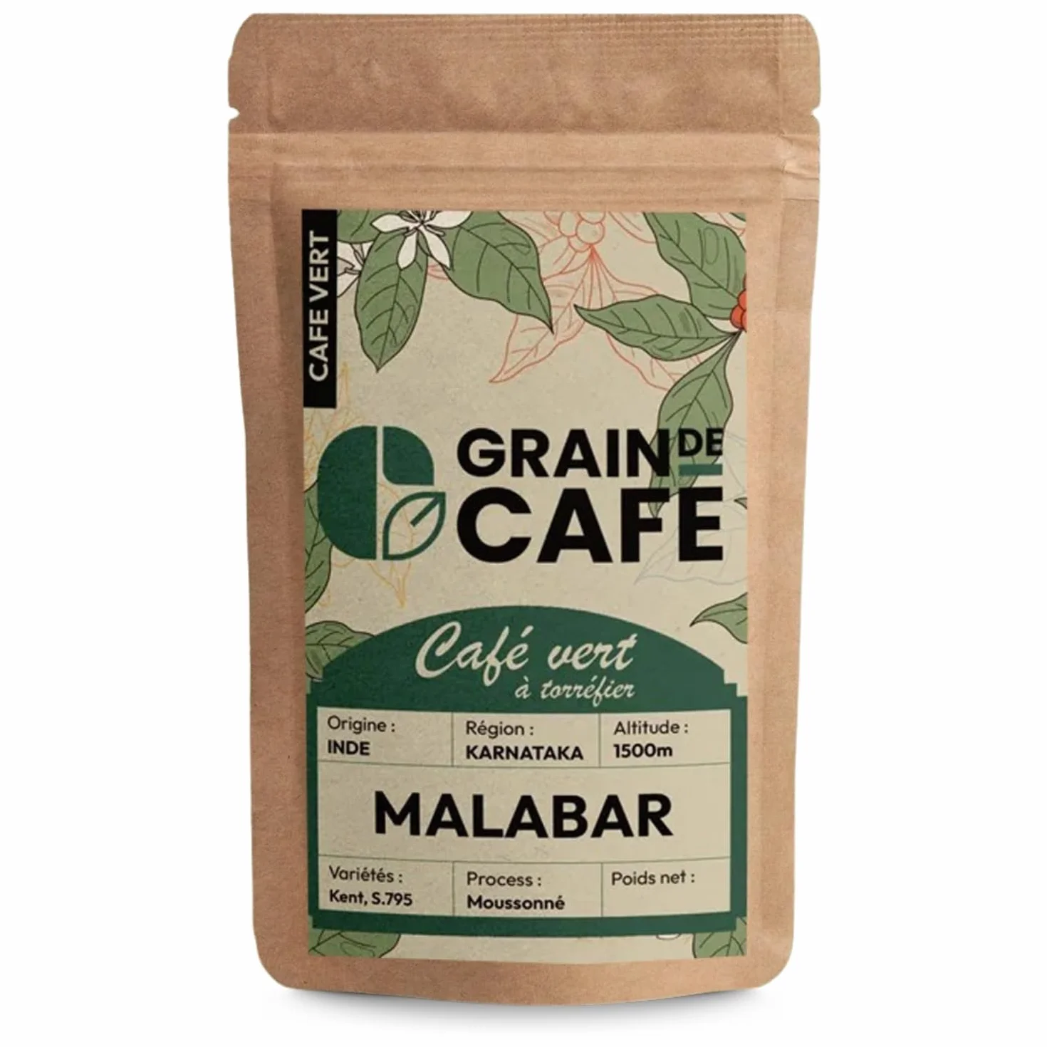 Café Bonnac – Café En Grain Inde Malabar Moussonné 1kg | 100% Arabica Traditionnel | Notes De Céréales, Poivre Doux Et Bois Sec | Torréfaction Artisanale | Idéal Machine À Café Grain