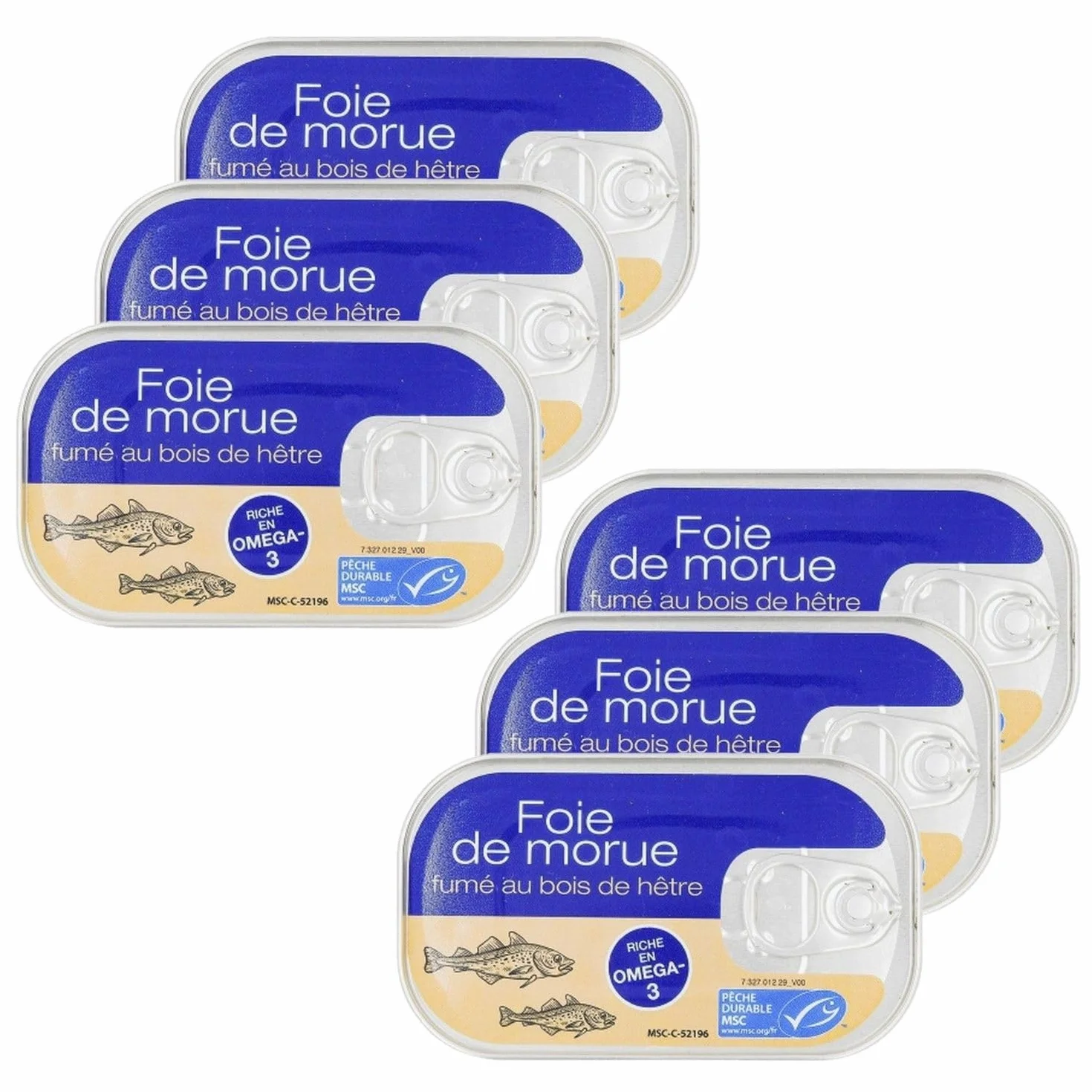 Lot 6x Foie de morue fumé - Boîte 120g