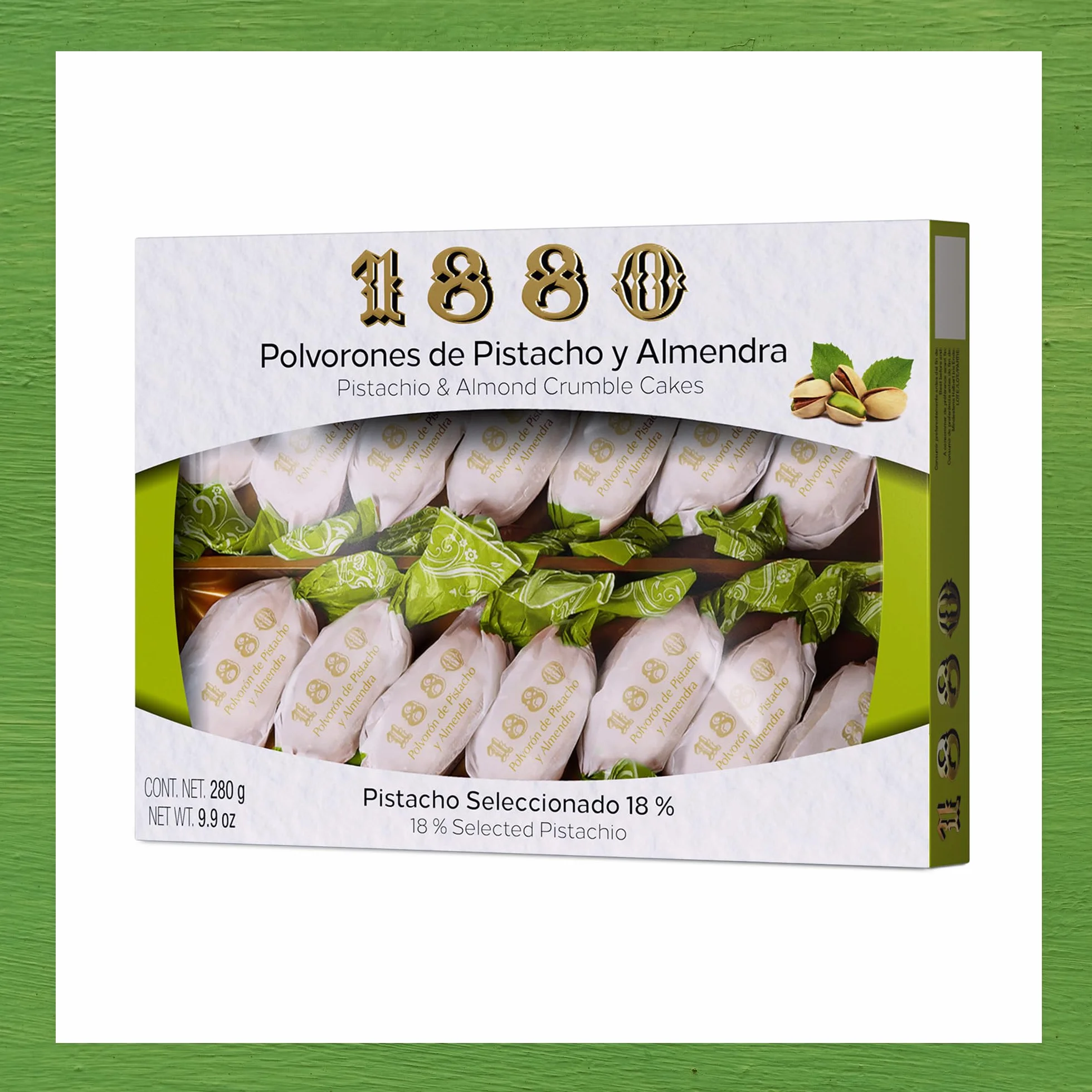 1880 - Sablés aux Pistaches et aux Amandes, Qualité suprême, Friandise Typique de Noël, Recette Artisanale, Emballage Individuel, Sablés Traditionnels, à base d'Amandes Sélectionnées, 280 grammes