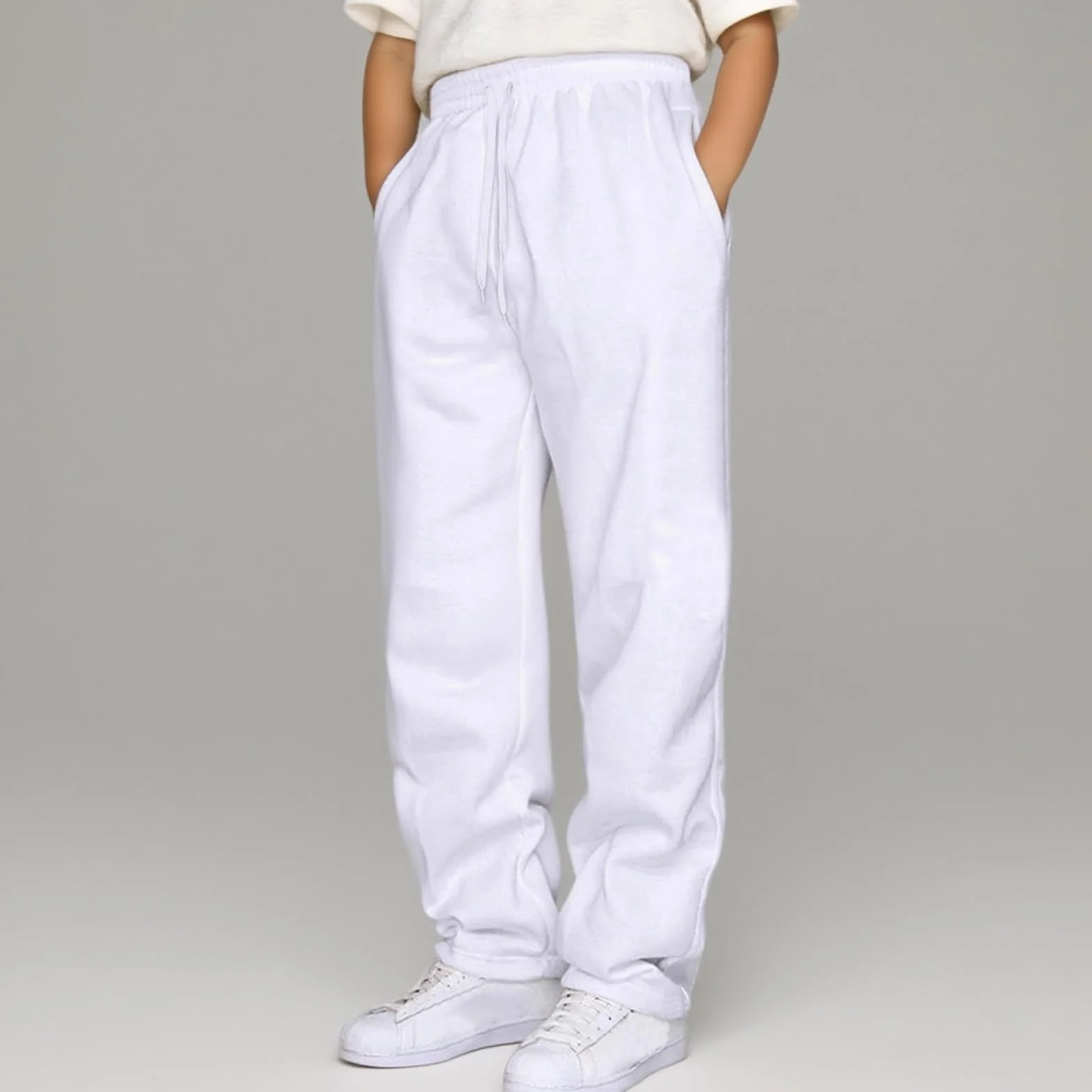 Pantalon de jogging élastique pour enfant avec poche - Couleur unie - Confortable pour l'extérieur