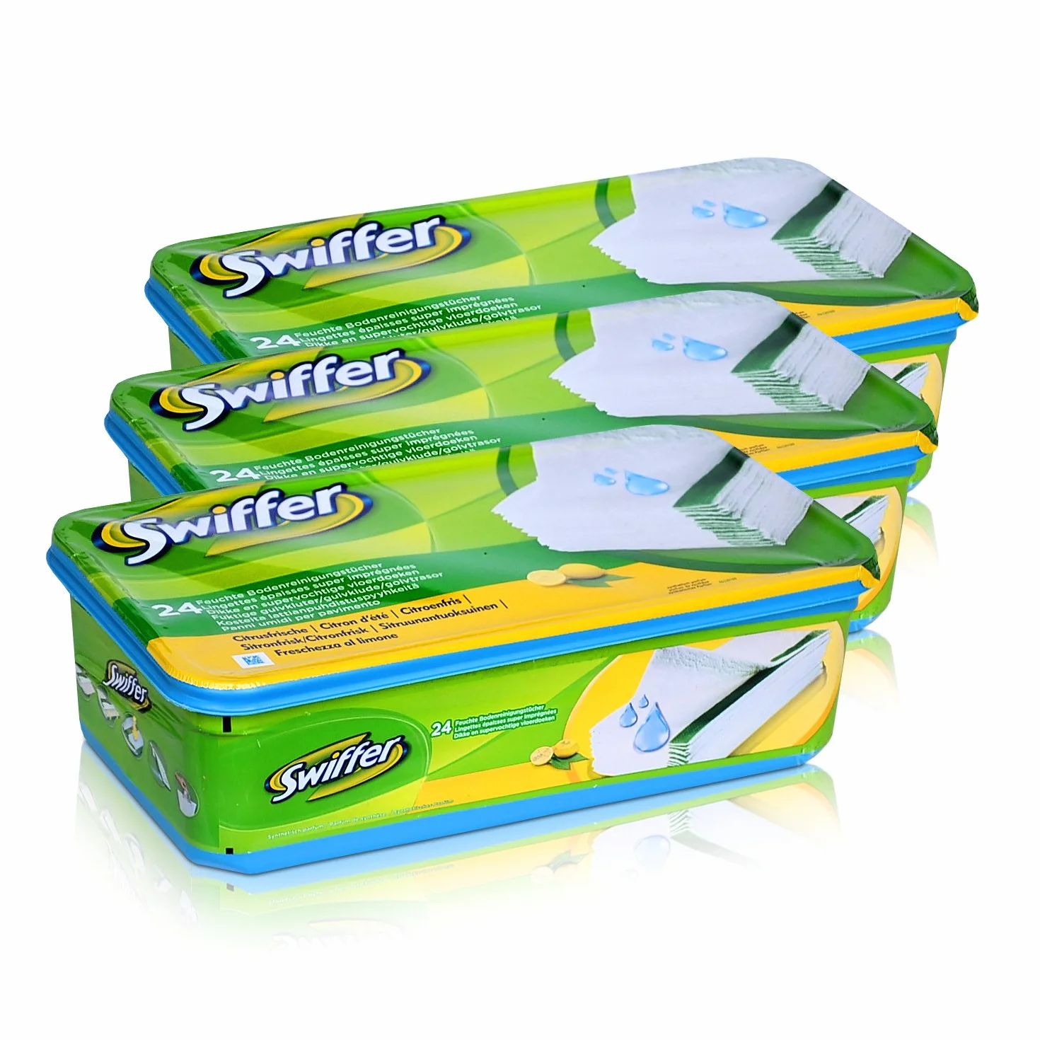Swiffer Wet Lot de 3 boîtes de 24 lingettes nettoyantes imprégnées