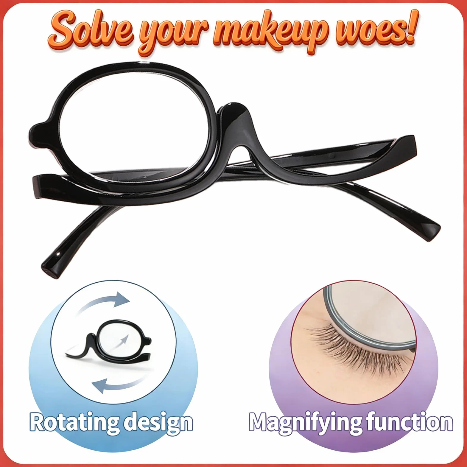 Lunettes De Maquillage Grossissantes Rotatives YNR +2.5 +3.5 Pour Femme