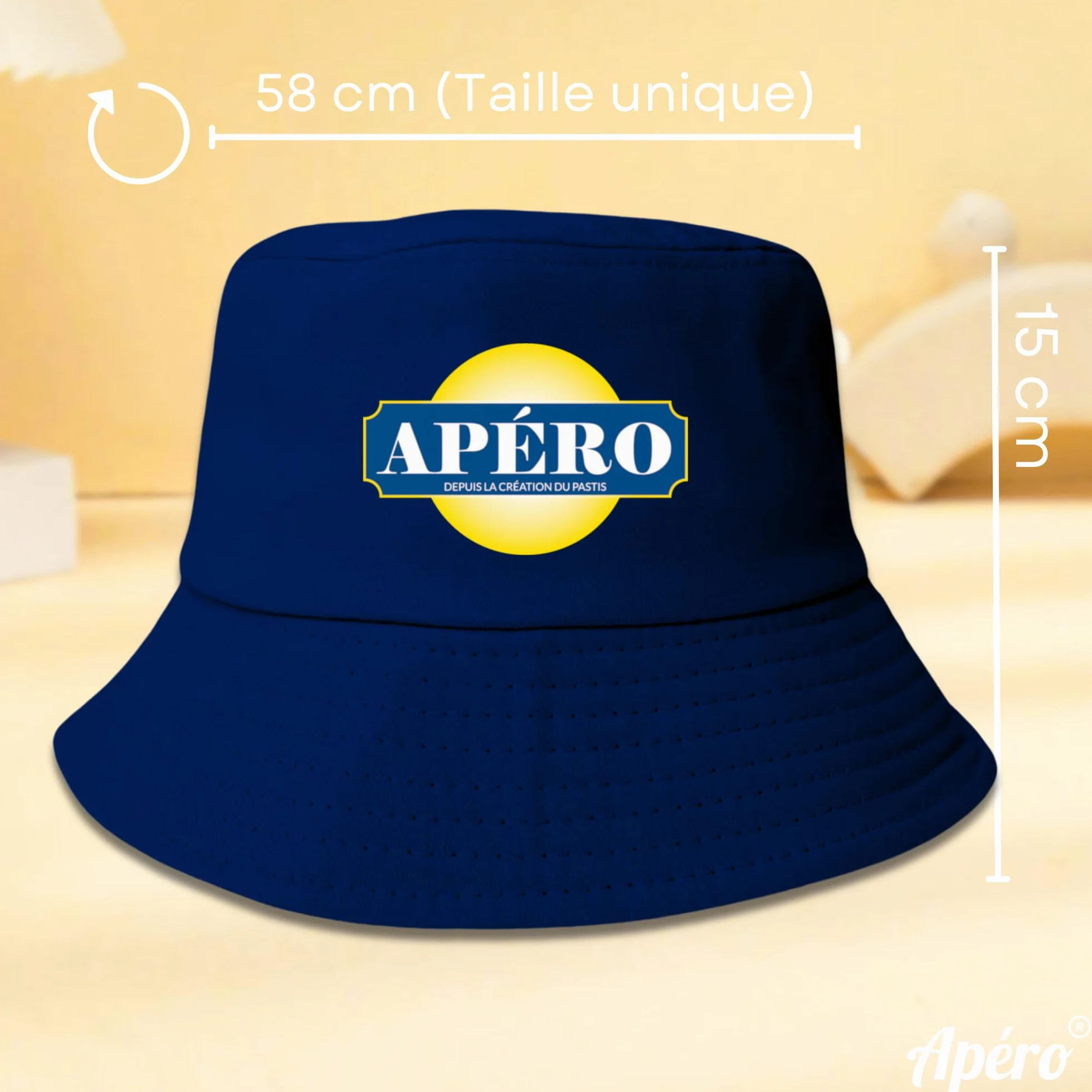 APÉRO® BOB Blanc Bleu Chapeau Taille Unique