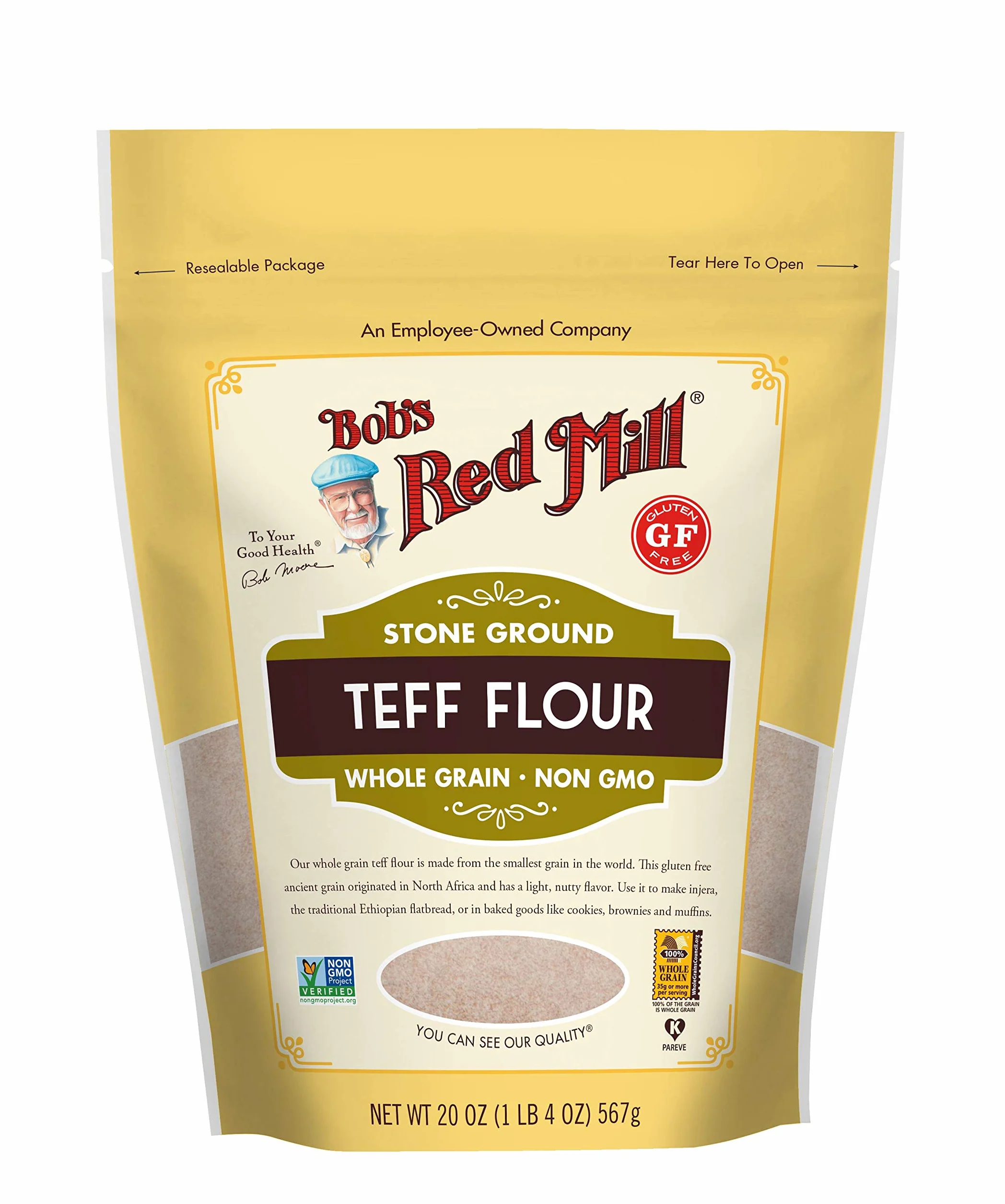 Bob's Red Mill Farine de teff, 567 g – Sans OGM, grains entiers, végétalien, casher