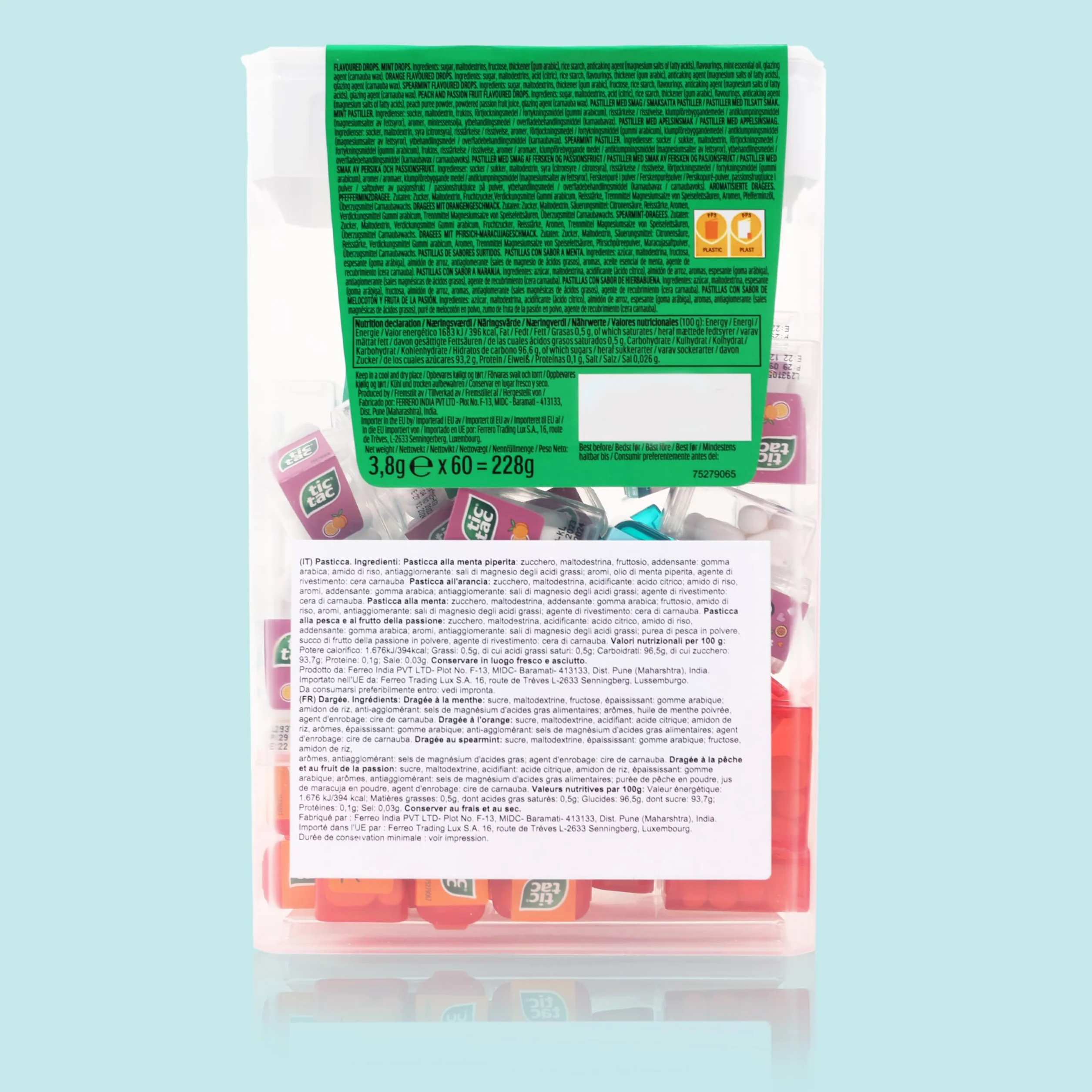 Tic Tac Travels Pack Double Travel Mix 60 Mini-Boîtes 4 Saveurs Jeu de Morpion 120 Bonbons Mini pour Fêtes