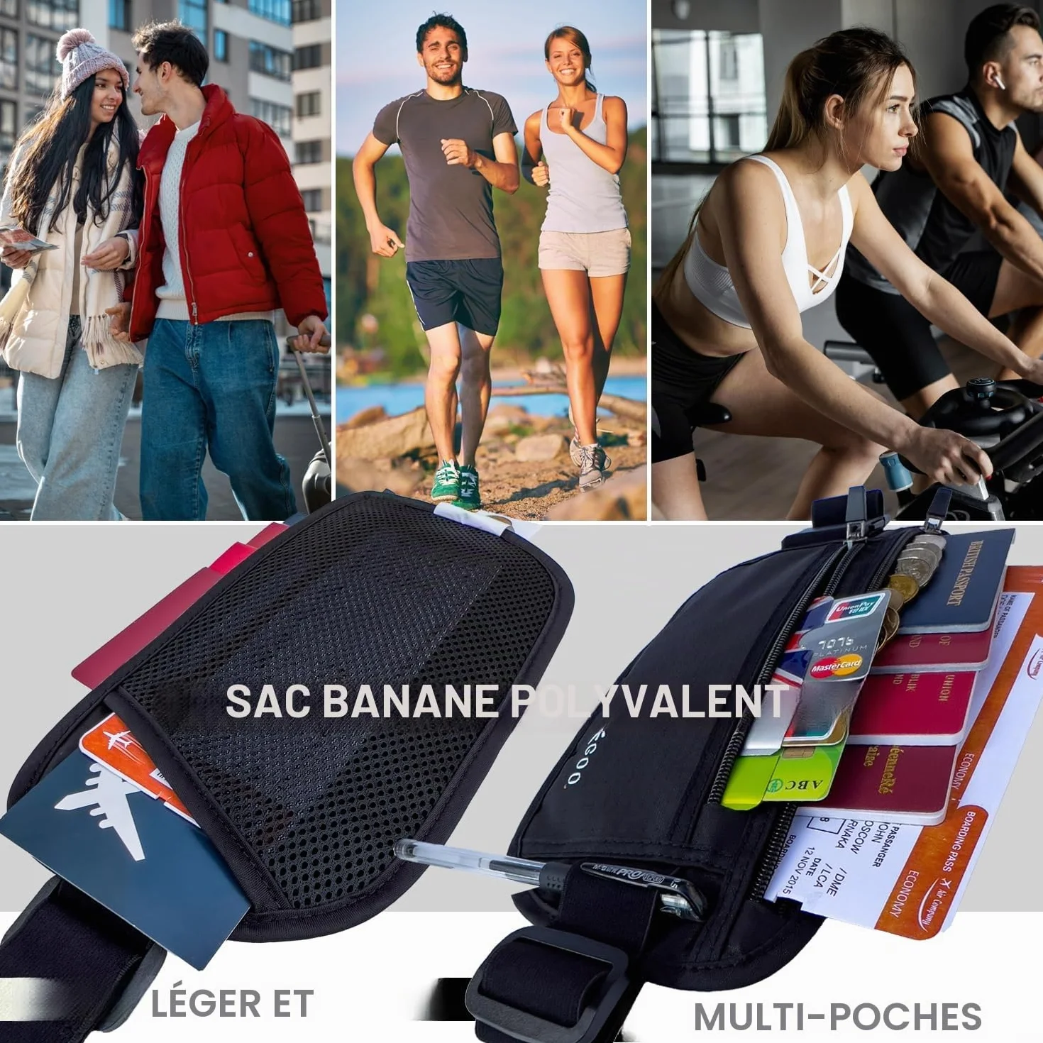 Ceinture de Voyage RFID EGOO Ultra-Légère Antivol avec Sangle Élastique Ajustable