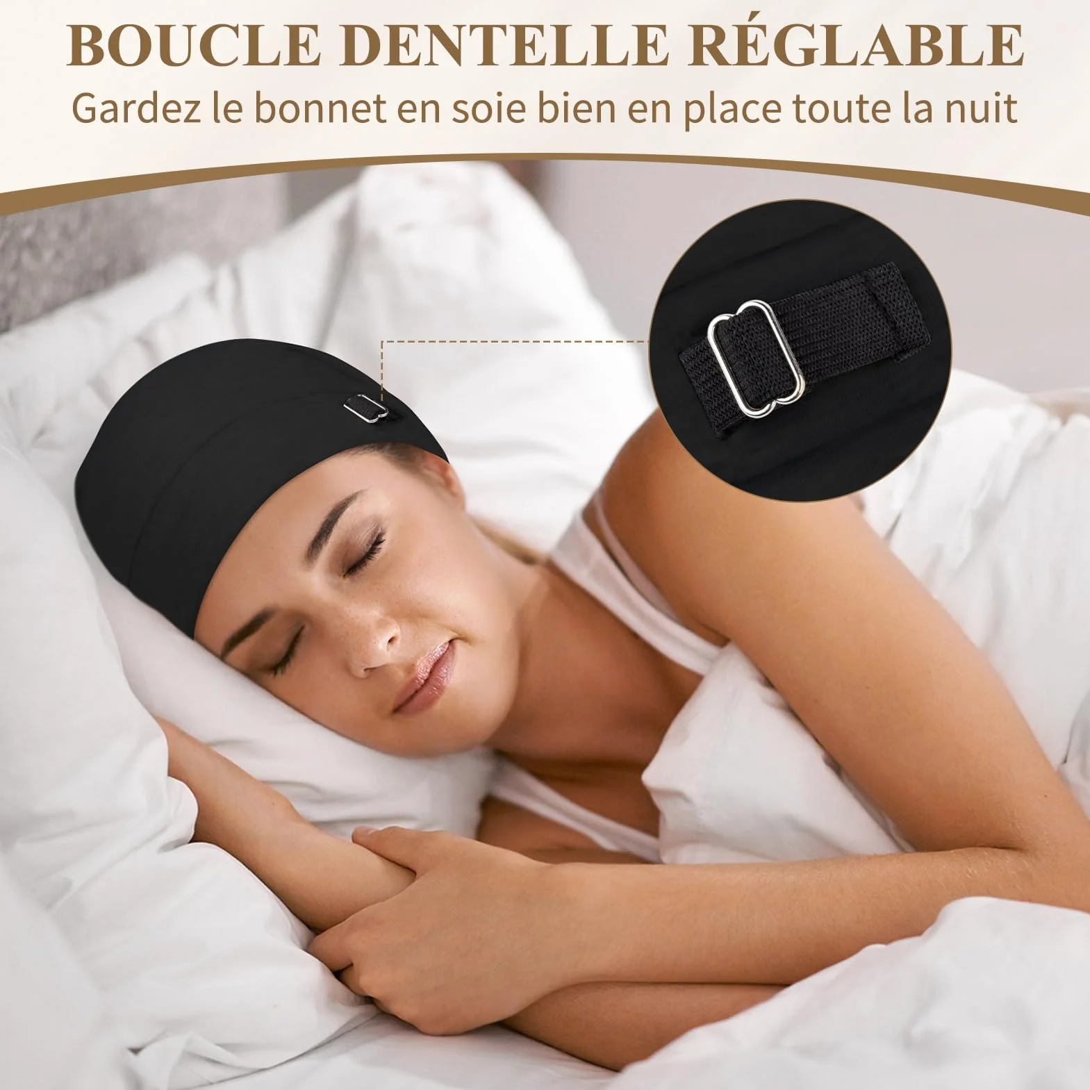 Bonnet Satin Cheveux Nuit Unisexe Slouchy Beanie Doublure Satin Dormir Soin Capillaire Soie Tricoté Doublé Soie