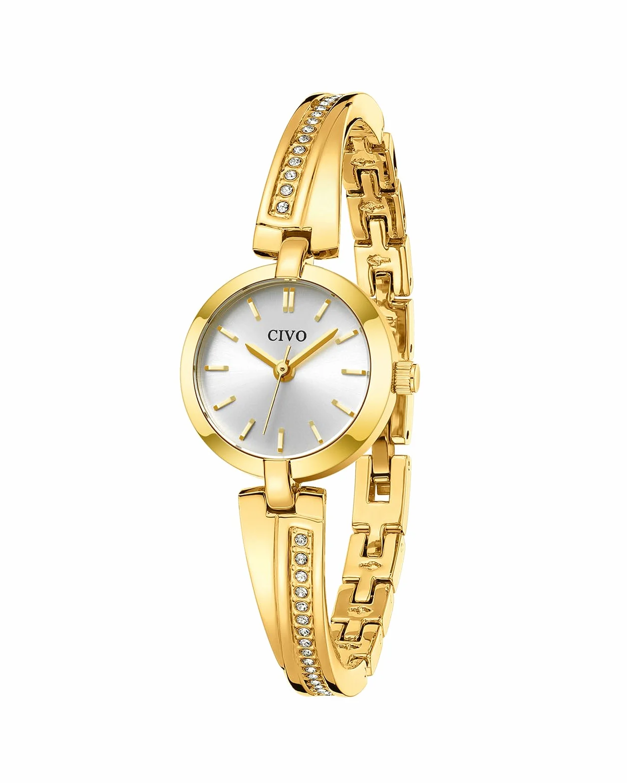 CIVO Montre Femme Acier Inoxydable Analogique Argent Dorée Etanche Cadran Effet Soleil Bracelet Petit Quartz