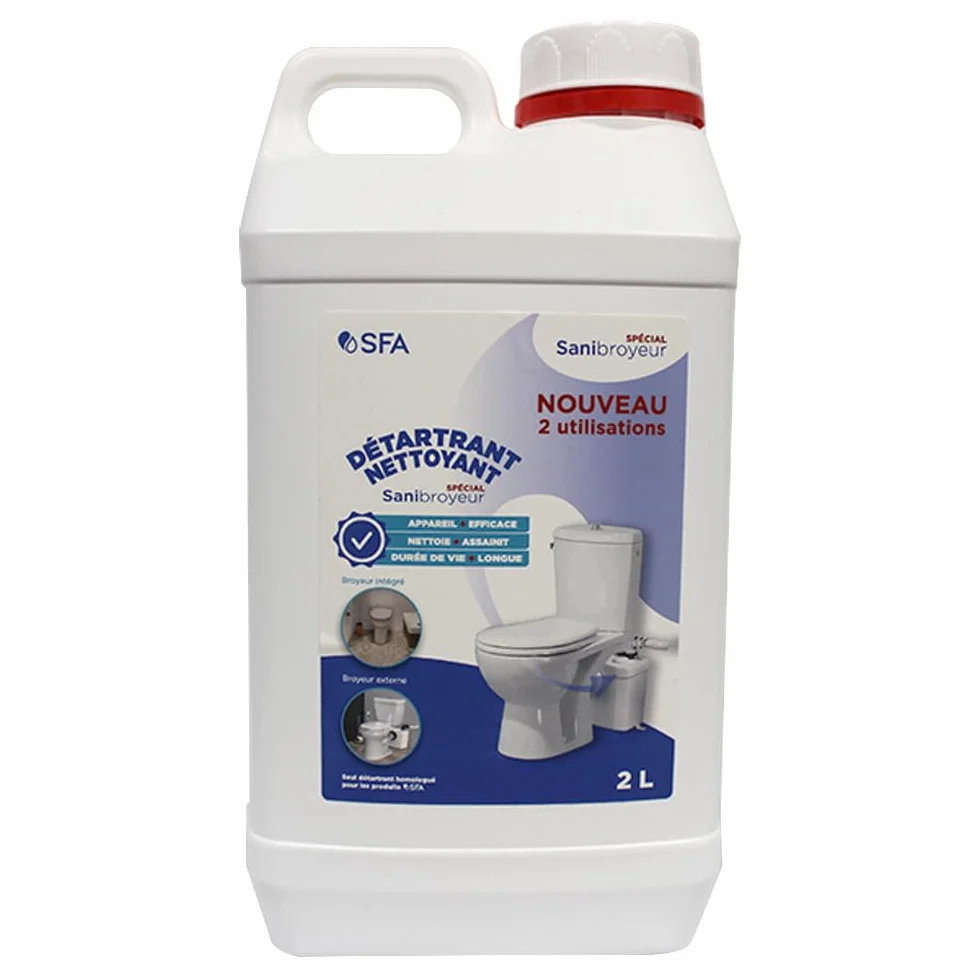 SFA - Détartrant Sanibroyeur - Entretien Des Toilettes - Respecte Le Caoutchouc - Adapté Fosses Septiques Et Conduits Petits Diamètre - 2L - Made In France