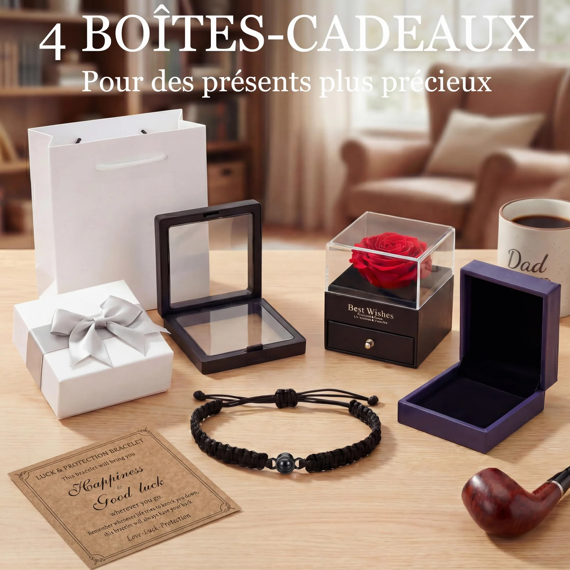 Bracelet Personnalisé Photo Cadeau Fête des Pères pour Papa Homme
