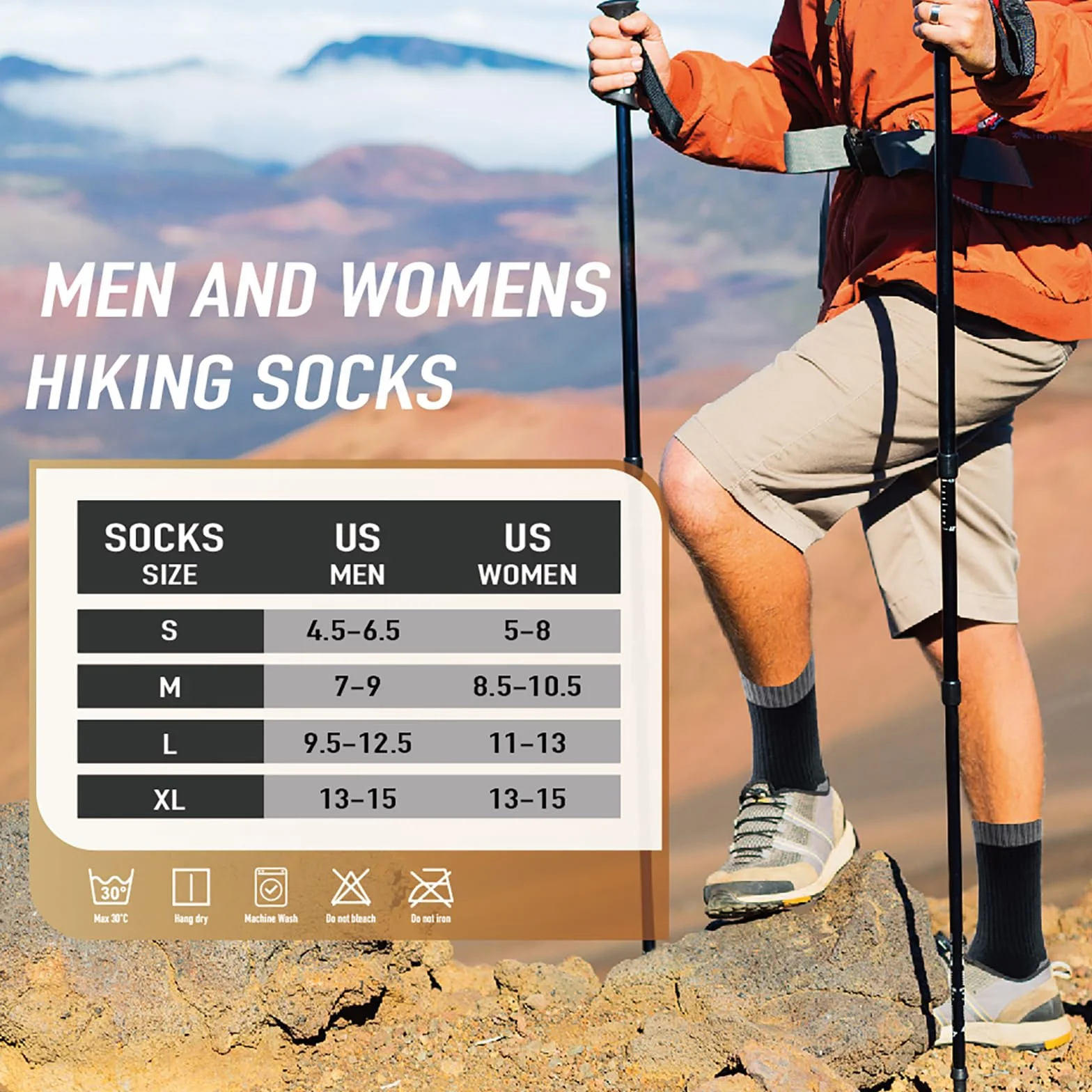 Chaussettes Laine Mérinos Homme Femme Randonnée Épaisses Anti-Odeur 3 Paires