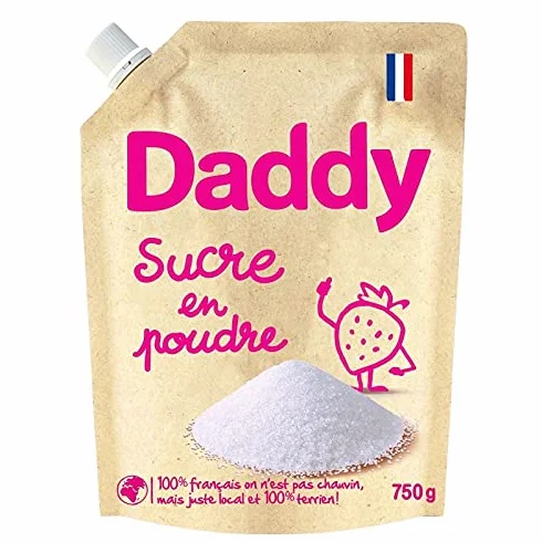 SUCRE EN POUDRE PACK KRAFT 750G, DADDY, LOT DE 4