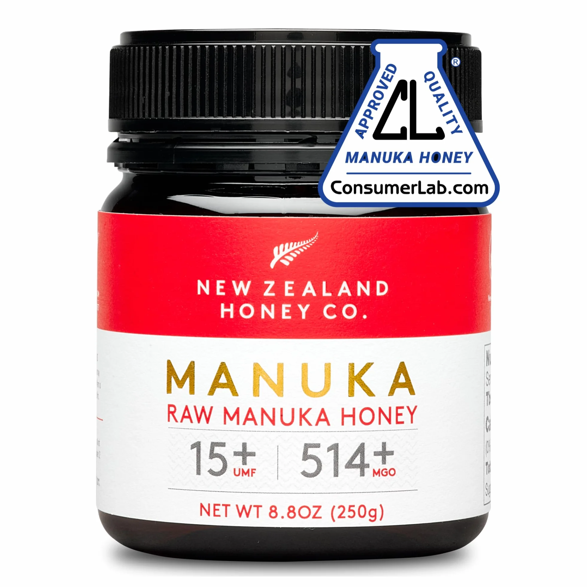 Miel de Manuka MGO 514+ / UMF 15+ de New Zealand Honey Co. | Actif et brut | Fabriqué en Nouvelle-Zélande | 250g