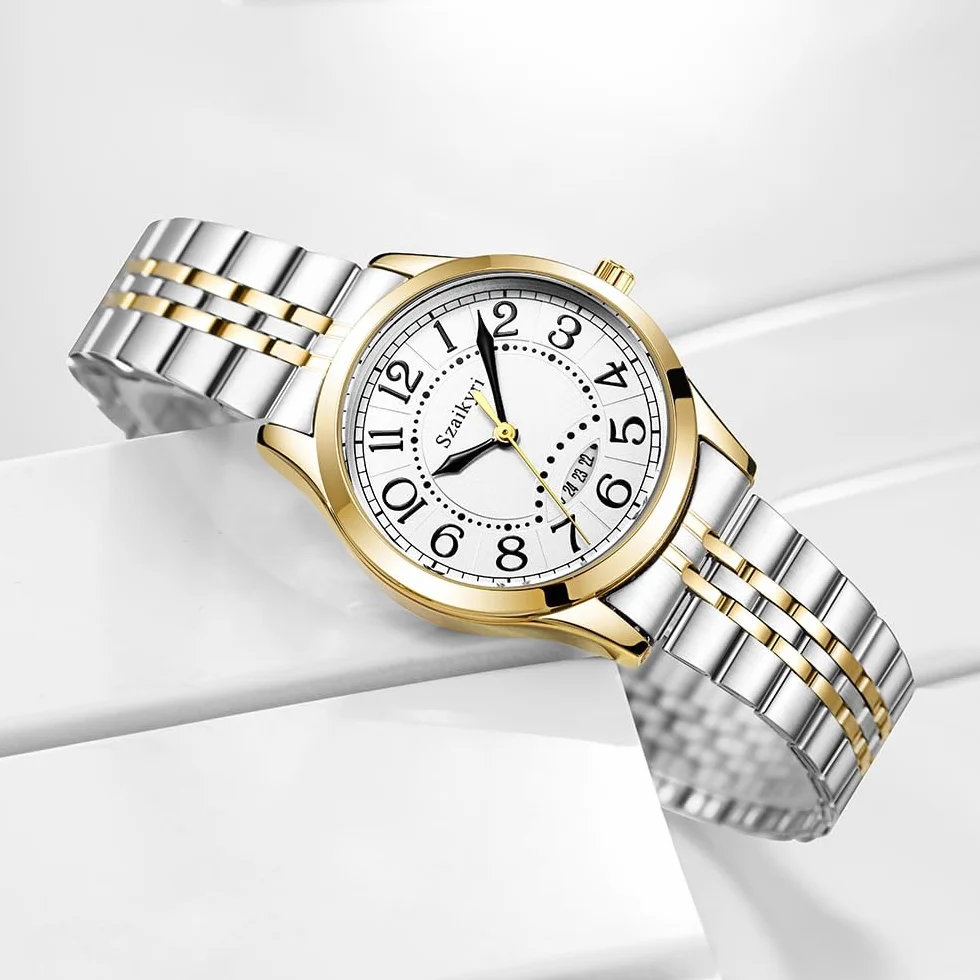 Montre Classique pour Femmes avec Chiffres Arabes Calendrier Résistant à l'Eau