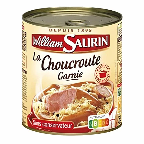 Choucroute Garnie Au Vin Blanc 800G - Mijotée de qualité signée WILLIAM SAURIN - Lot De 3