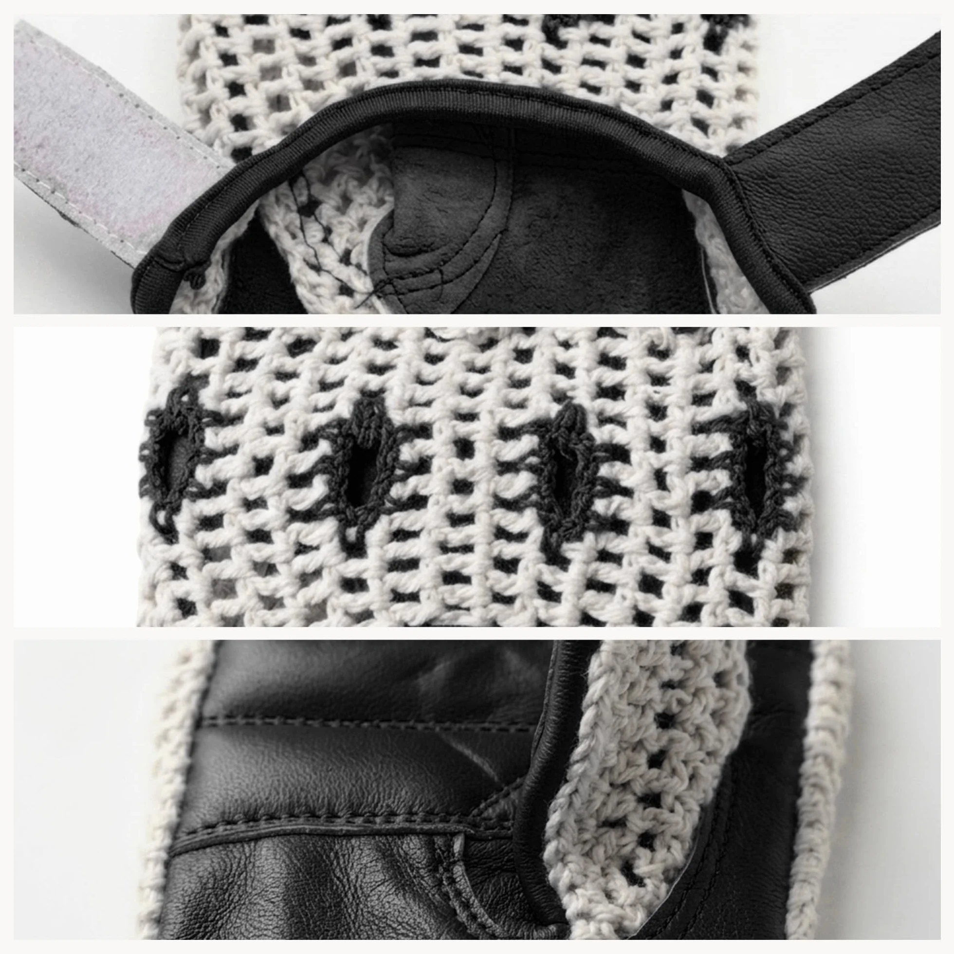 Mitaines Cuir Crochet Homme Conduite Vélo Cyclisme VTT Sans Doublure Demi-Doigts Rembourré Noir Rouge Camel