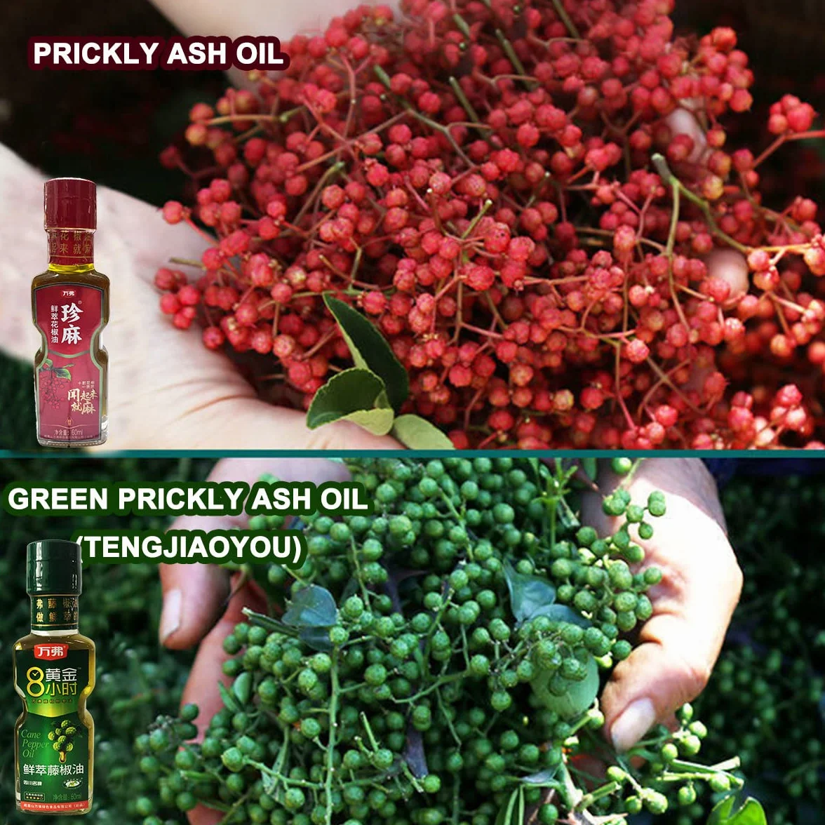 Wanfo huile de baies de poivre vert du Sichuan 60ml huile de piment vert/vine pepper oil/Tengjiaoyou