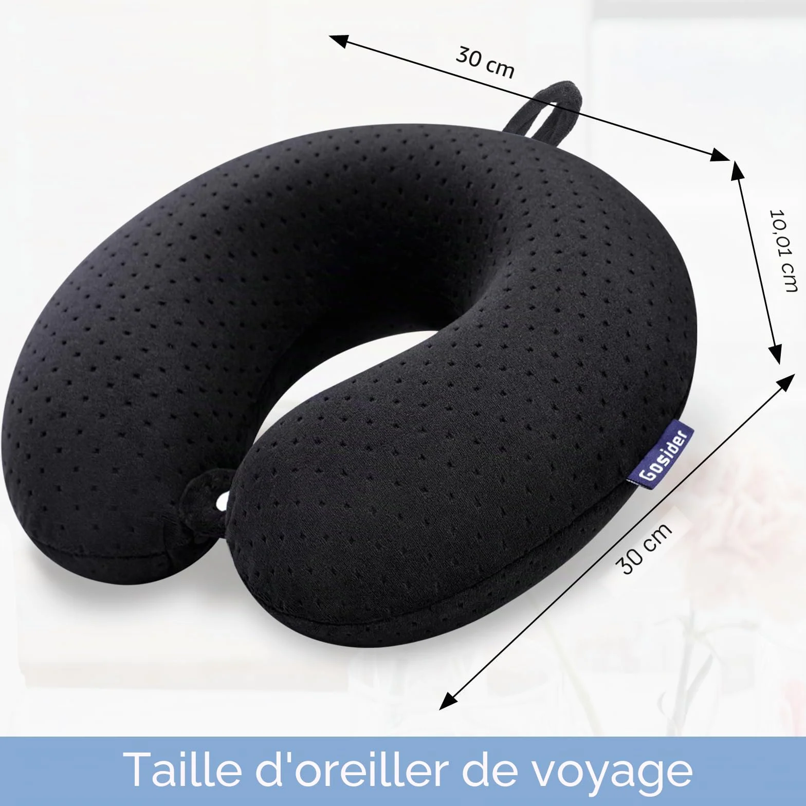 Oreiller de cou voyage mémoire de forme noir soutien tête U portable avion voiture bureau