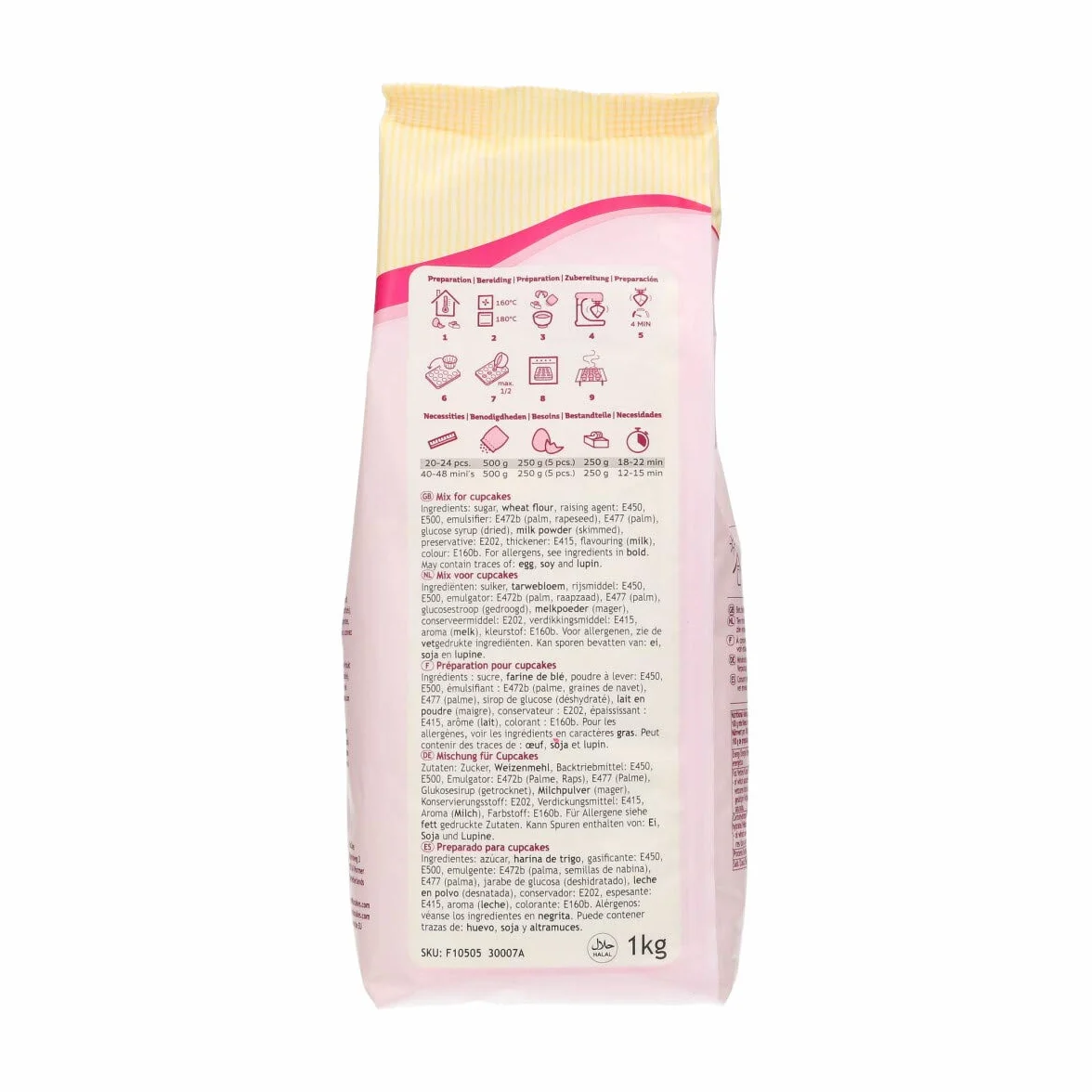 FunCakes Mix pour Cupcakes: facile à utiliser, parfaitement homogène pour les cupcakes, mini cupcakes ou cakes, goût vanille, qualité pâtissière, halal 1 kg. 1.00 kg
