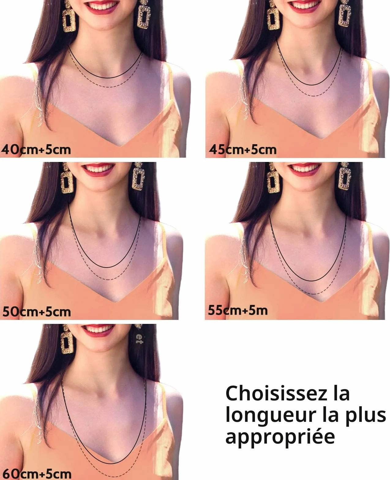 OSTAN Chaîne maille forçat dorée pour femme 1,4 mm 40-100 cm + 5 cm