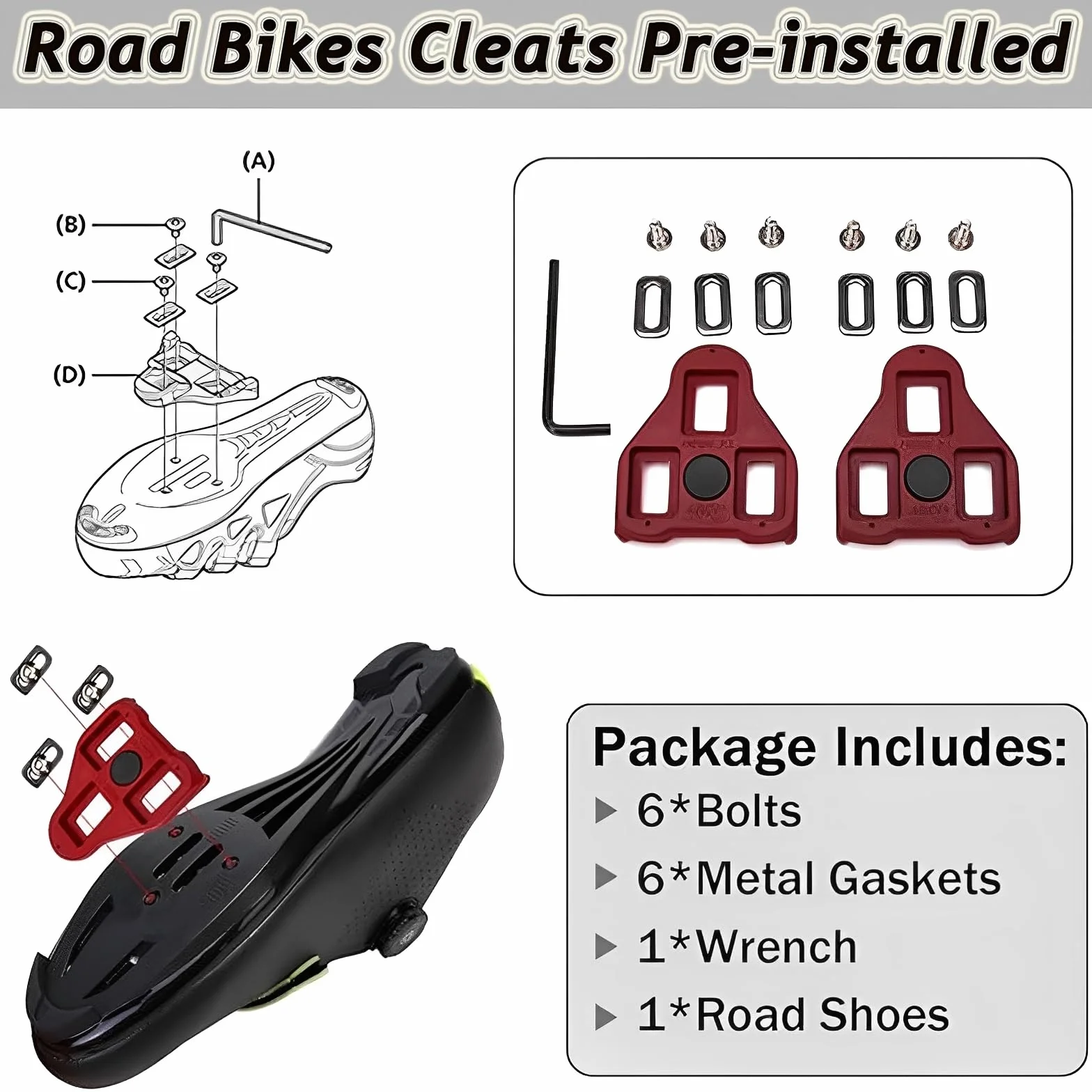 Surwin Chaussures VTT Homme Femme Antidérapant Compatible Look SPD/SPD-SL Chaussures de Vélo Route