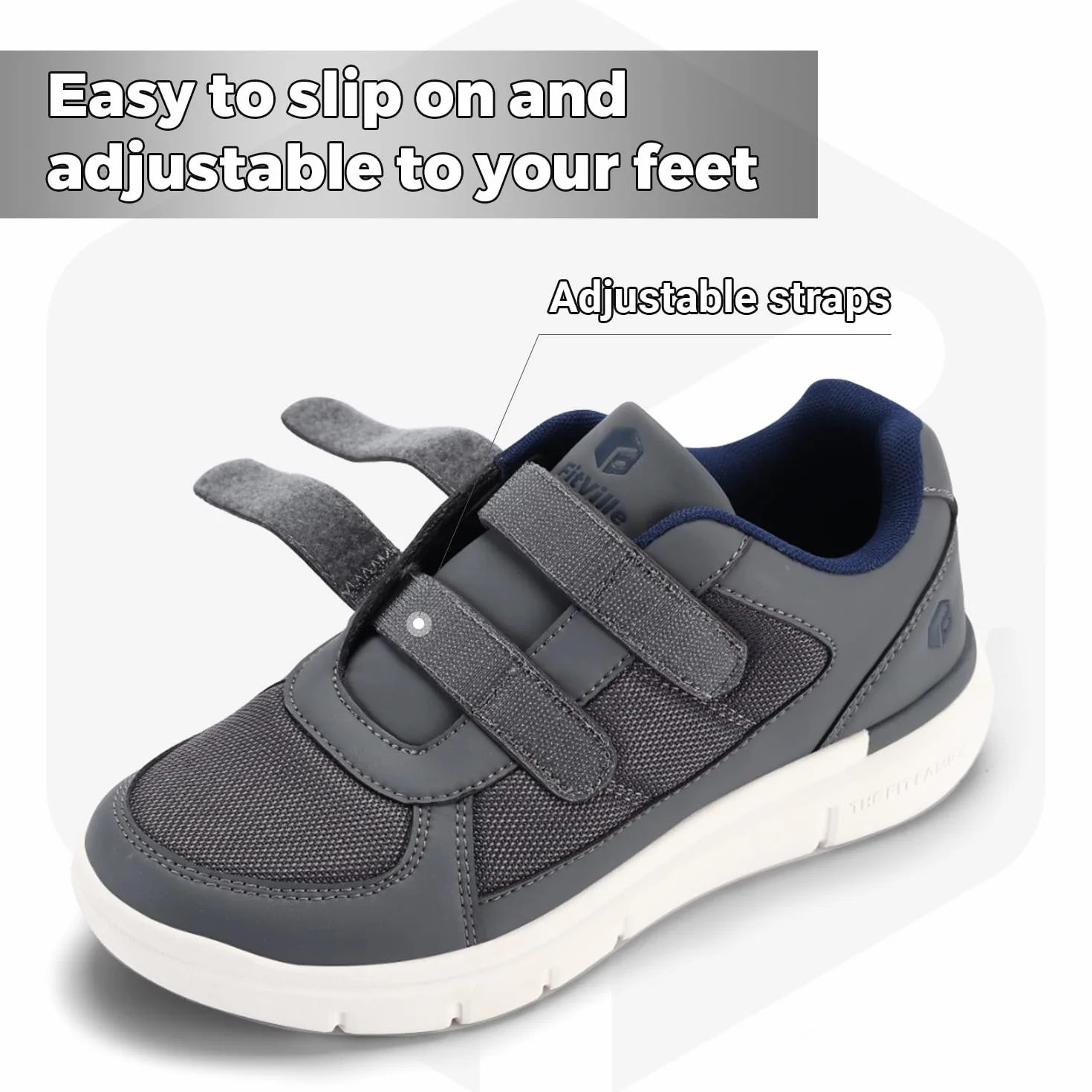 FitVille Chaussures Larges pour Hommes Basket Scratch Confortables Marche Pieds Sensibles