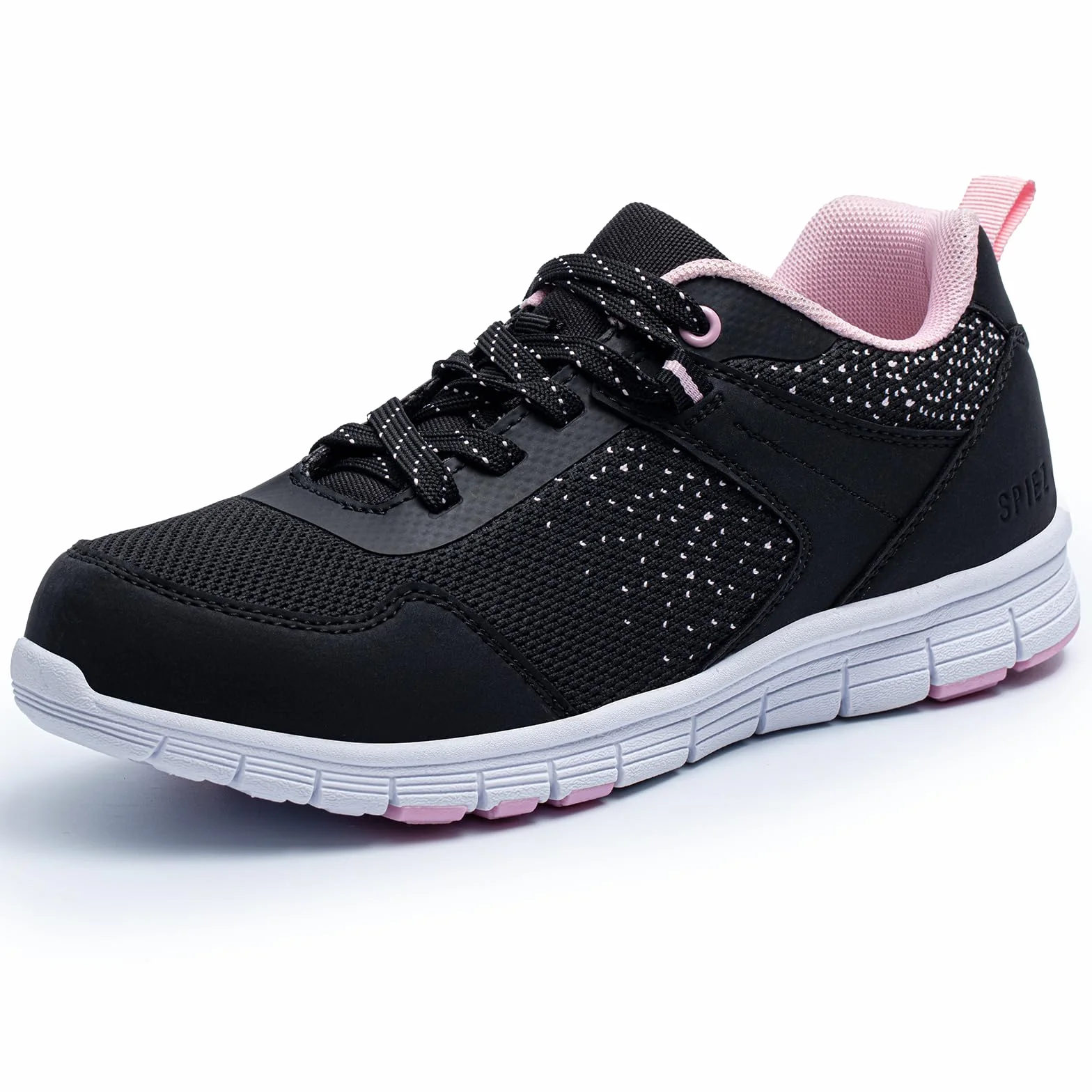 SPIEZ Chaussures de Sécurité Femme Légère Anti-crevaison Anti-écrasement Basket Travail Confortables EU35 Noir-Rose